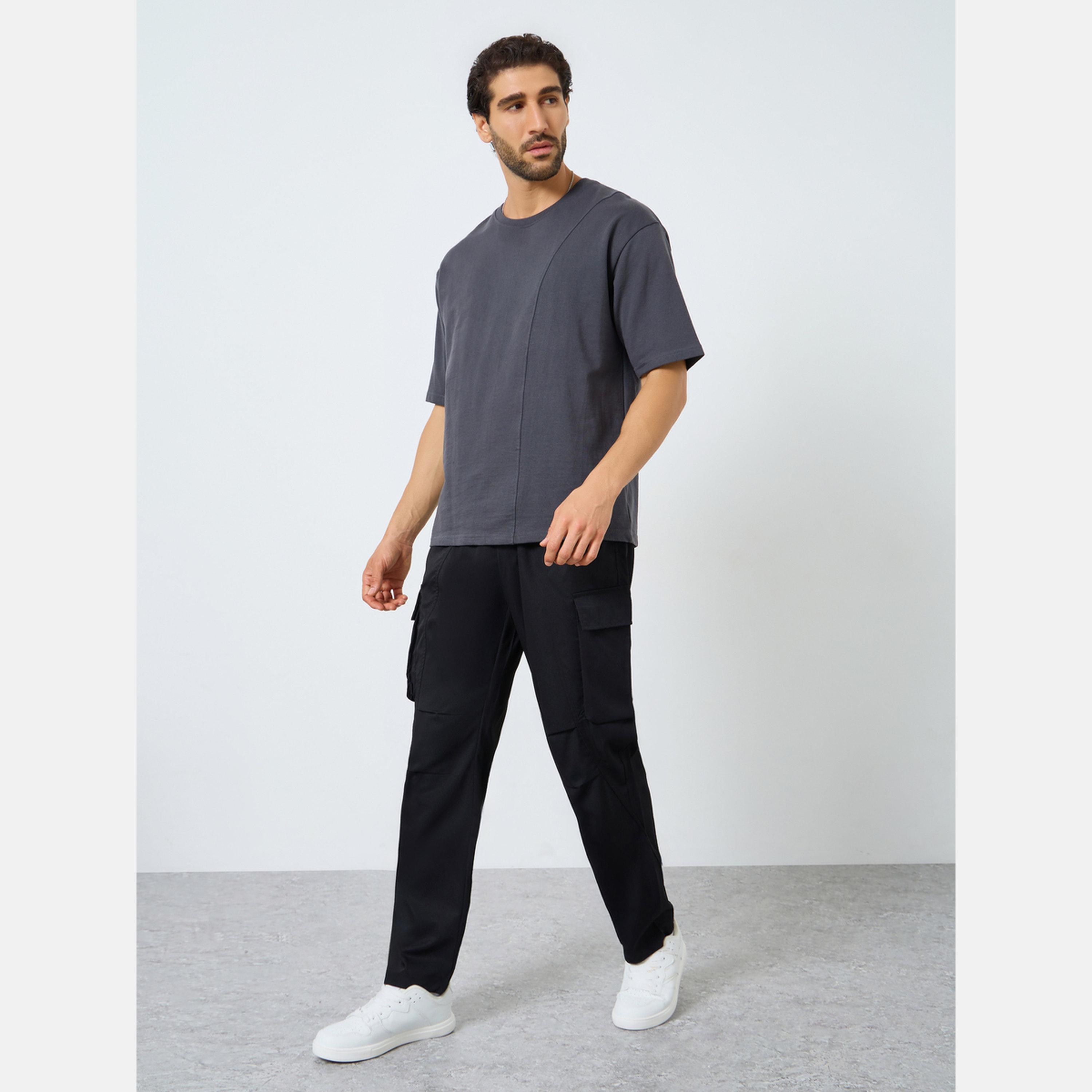 Take Two Men Black Cargo Pants with Drawstring-men-clothing-bottoms-joggers-image-2