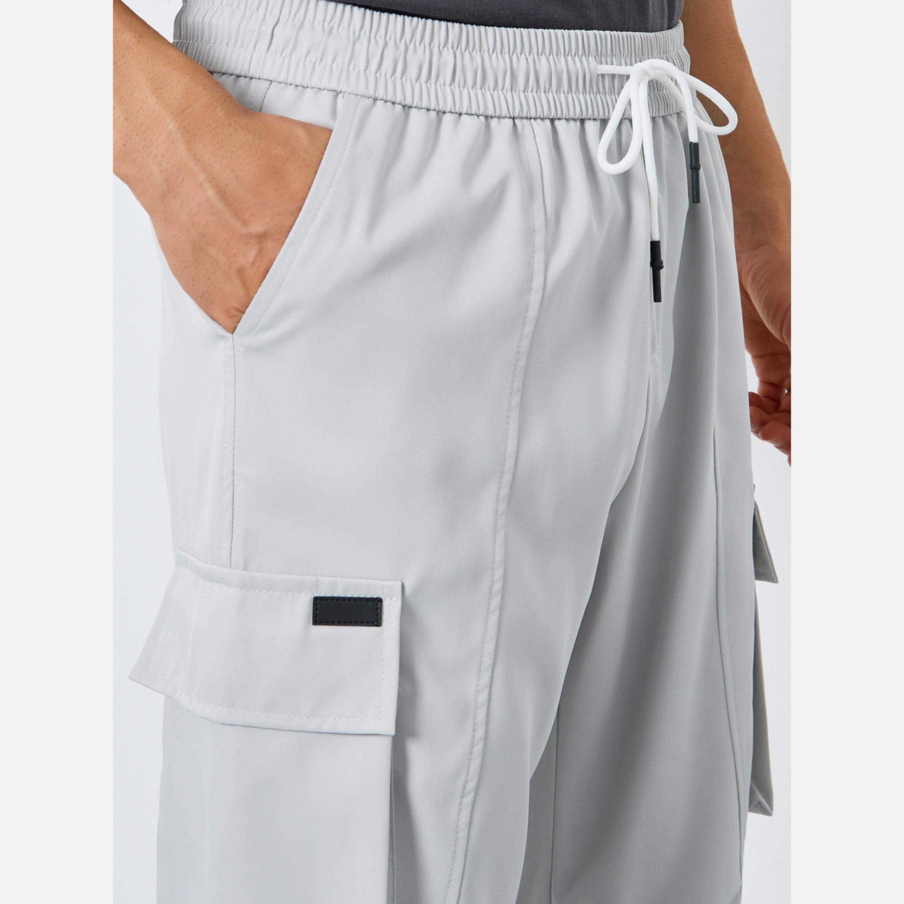 Take Two Men Grey Cargo Pants with Drawstring-men-clothing-bottoms-joggers-image-3