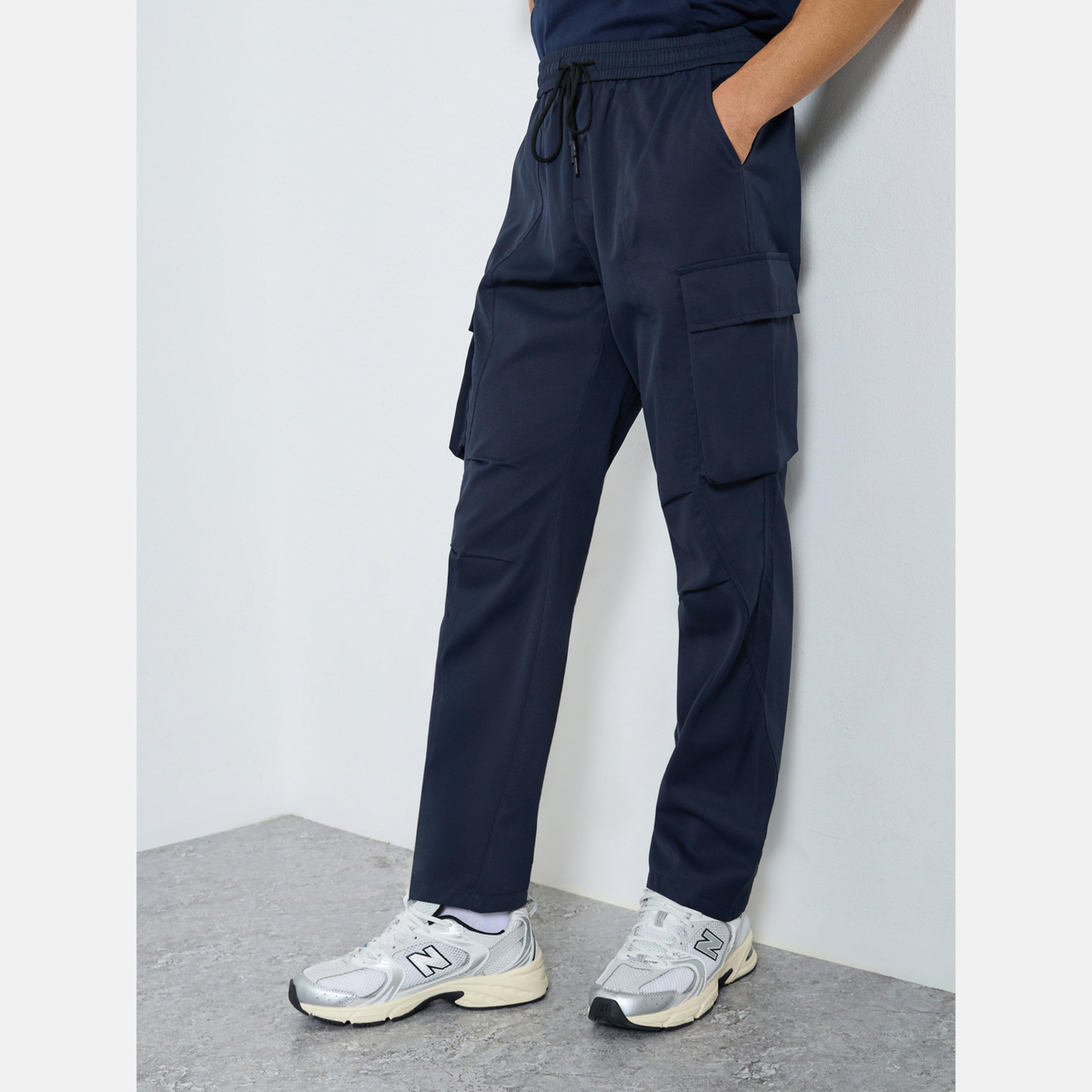 Take Two Men Navy Cargo Pants with Drawstring-men-clothing-bottoms-joggers-image-1