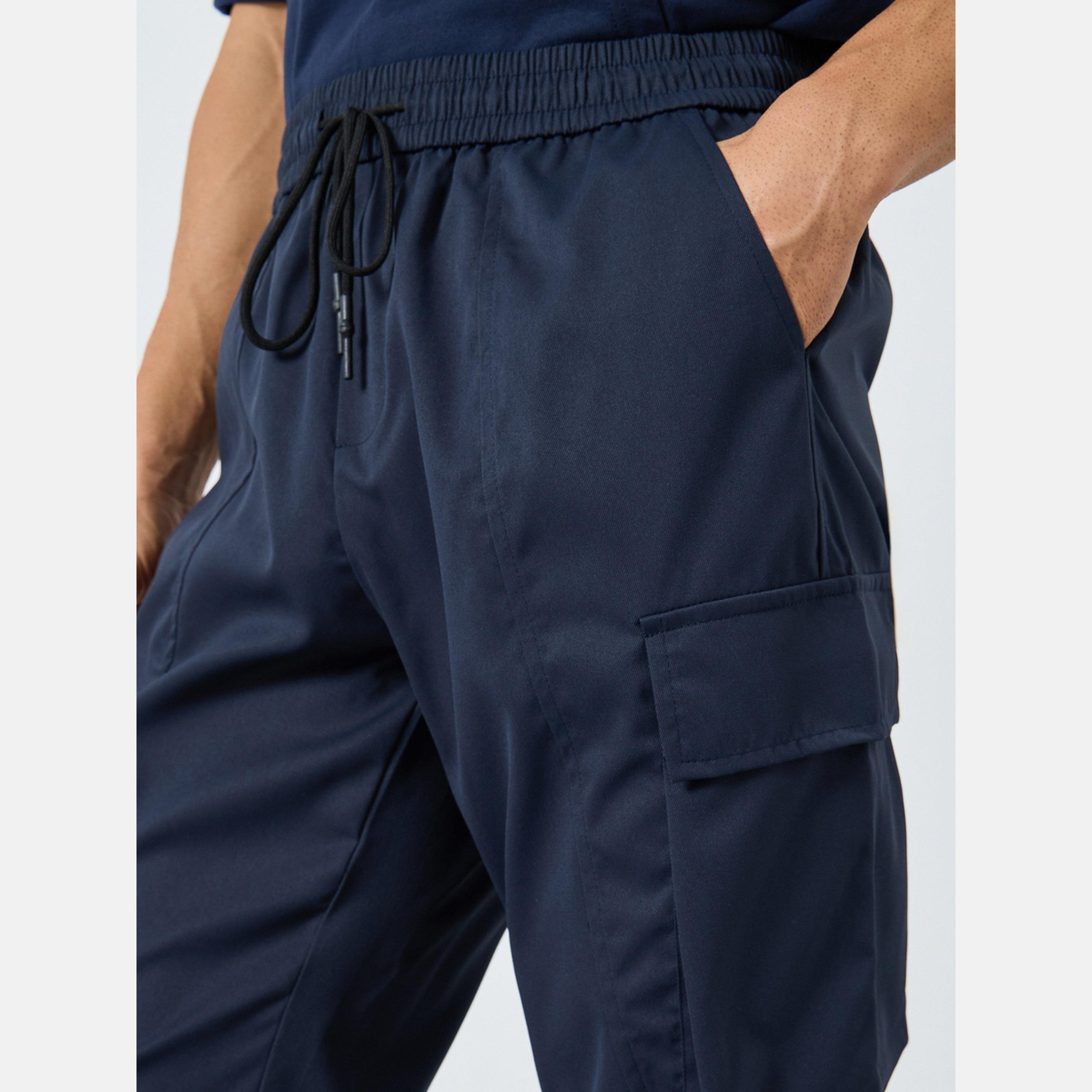 Take Two Men Navy Cargo Pants with Drawstring-men-clothing-bottoms-joggers-image-3
