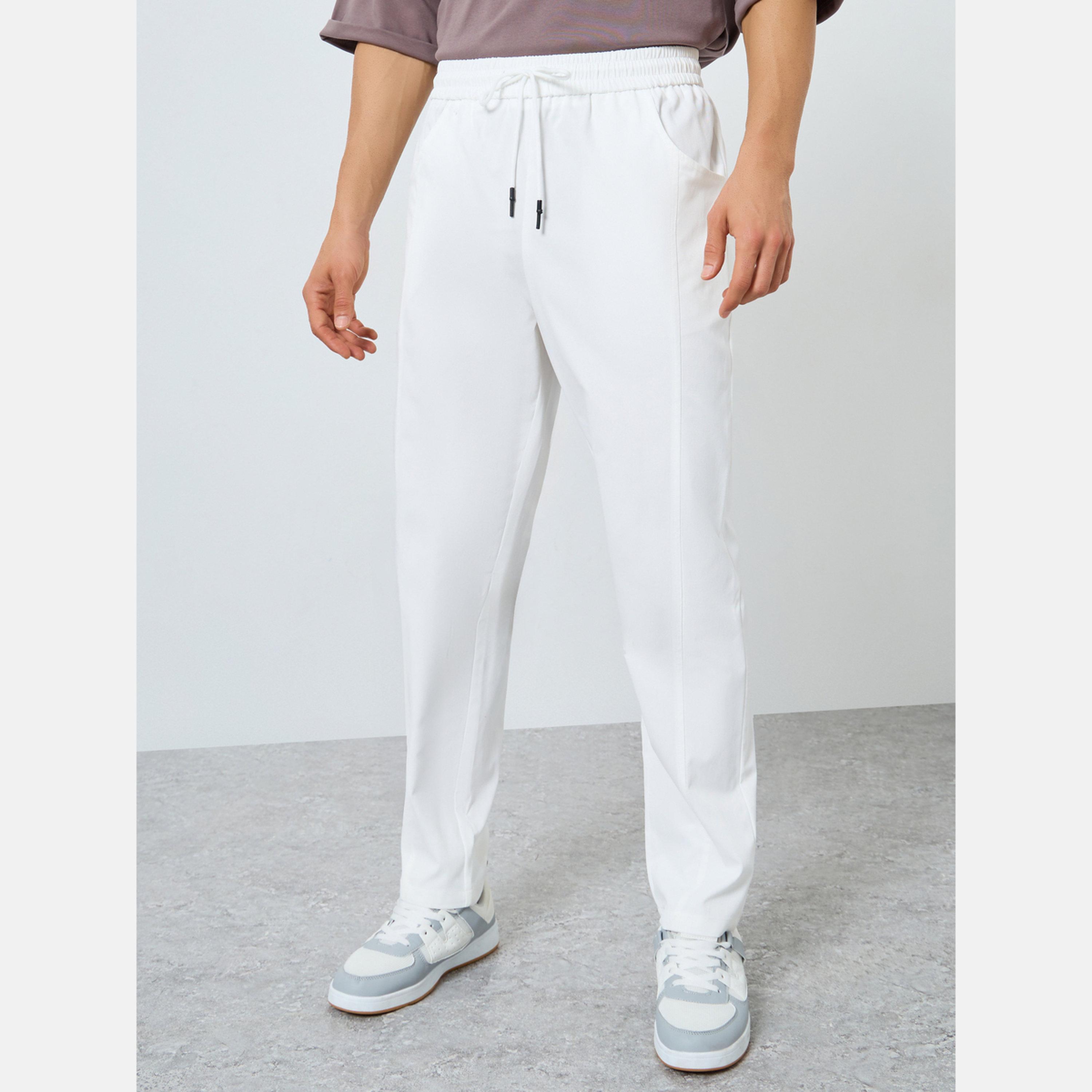 Take Two Men Solid Drawstring Waist Straight Leg Pants-men-clothing-bottoms-joggers-image-1