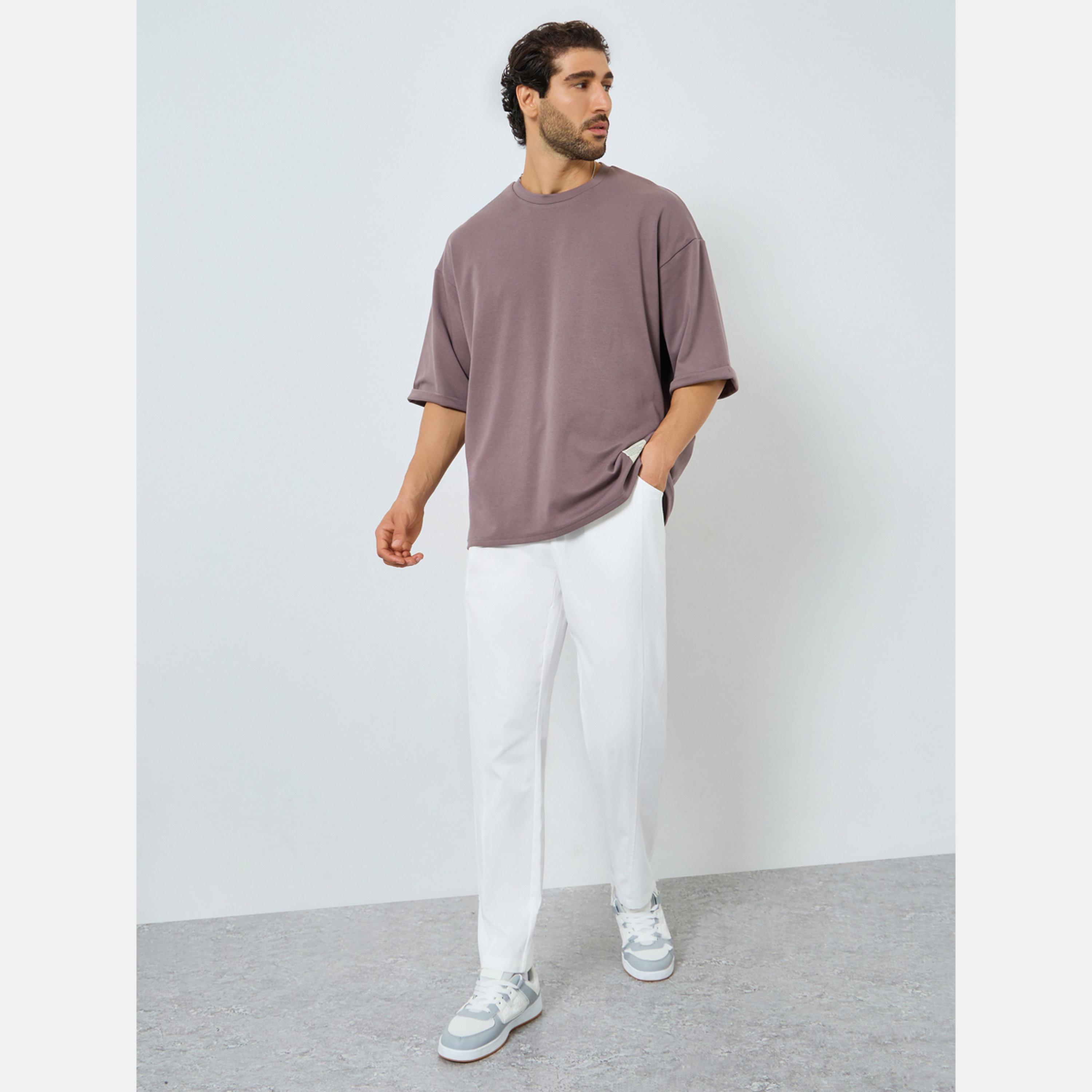 Take Two Men Solid Drawstring Waist Straight Leg Pants-men-clothing-bottoms-joggers-image-2