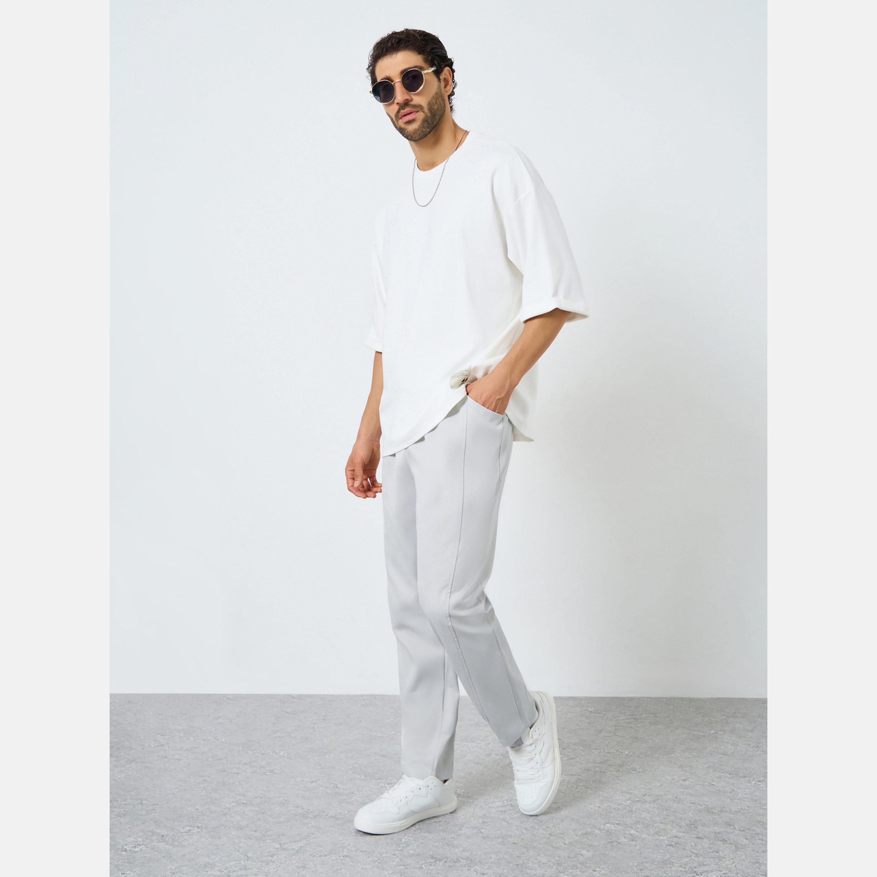تيك تو - بنطال رجالي رمادي اللون برباط وساق مستقيمة-men-clothing-bottoms-trousersandchinos-trousers-image-2