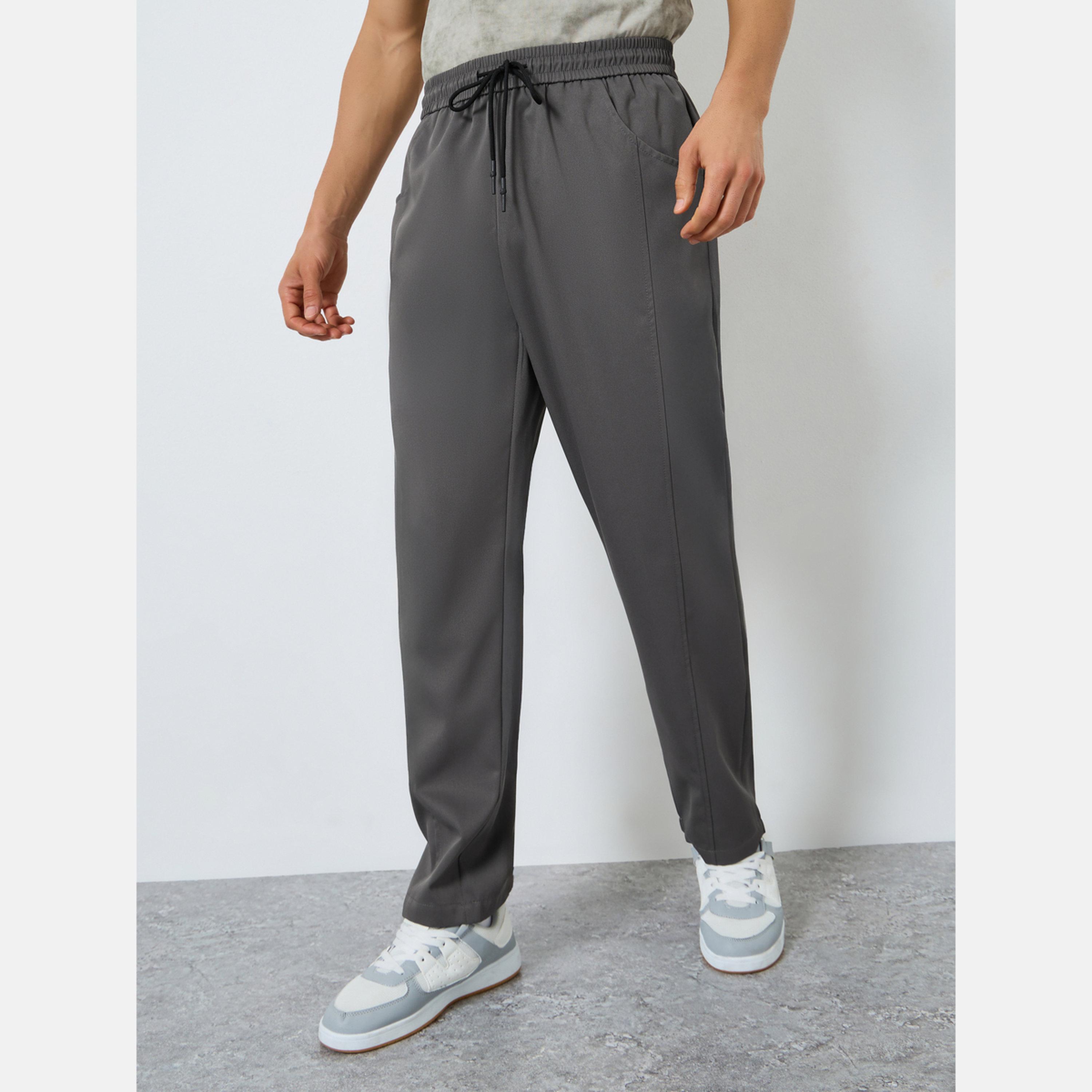 Take Two Men Solid Drawstring Waist Straight Leg Pants-men-clothing-bottoms-joggers-image-1