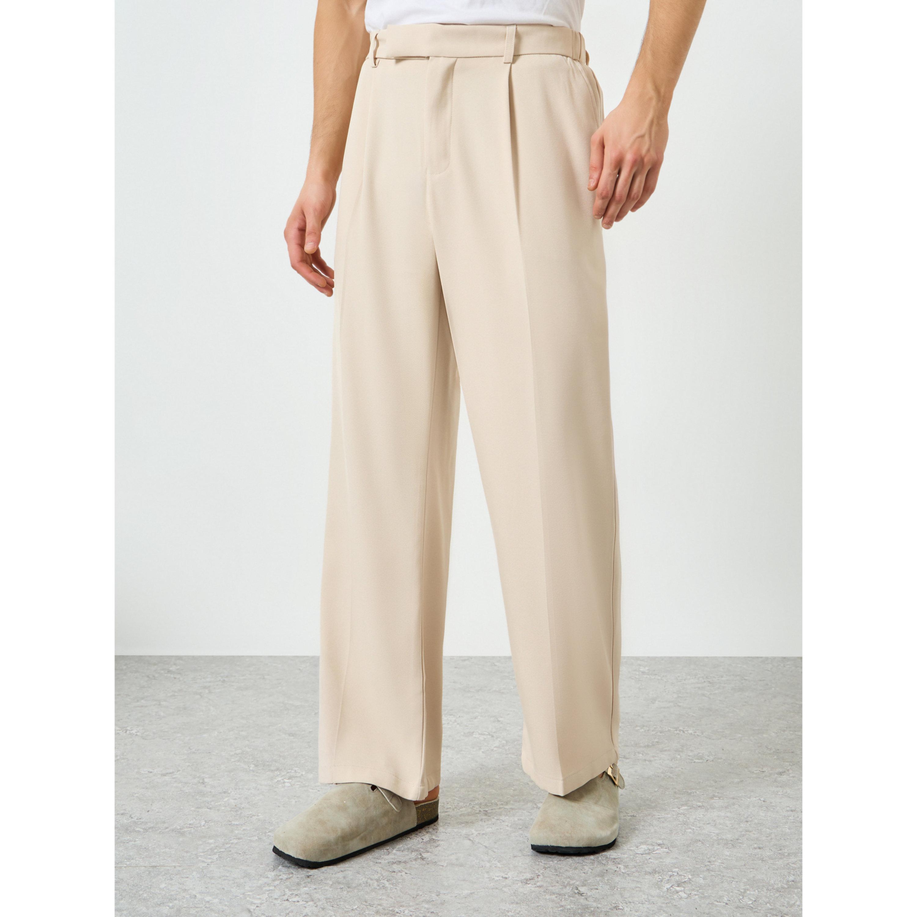 بنطال بأرجل مستقيمة وكسرات مع جيب مائل-men-clothing-bottoms-joggers-image-1