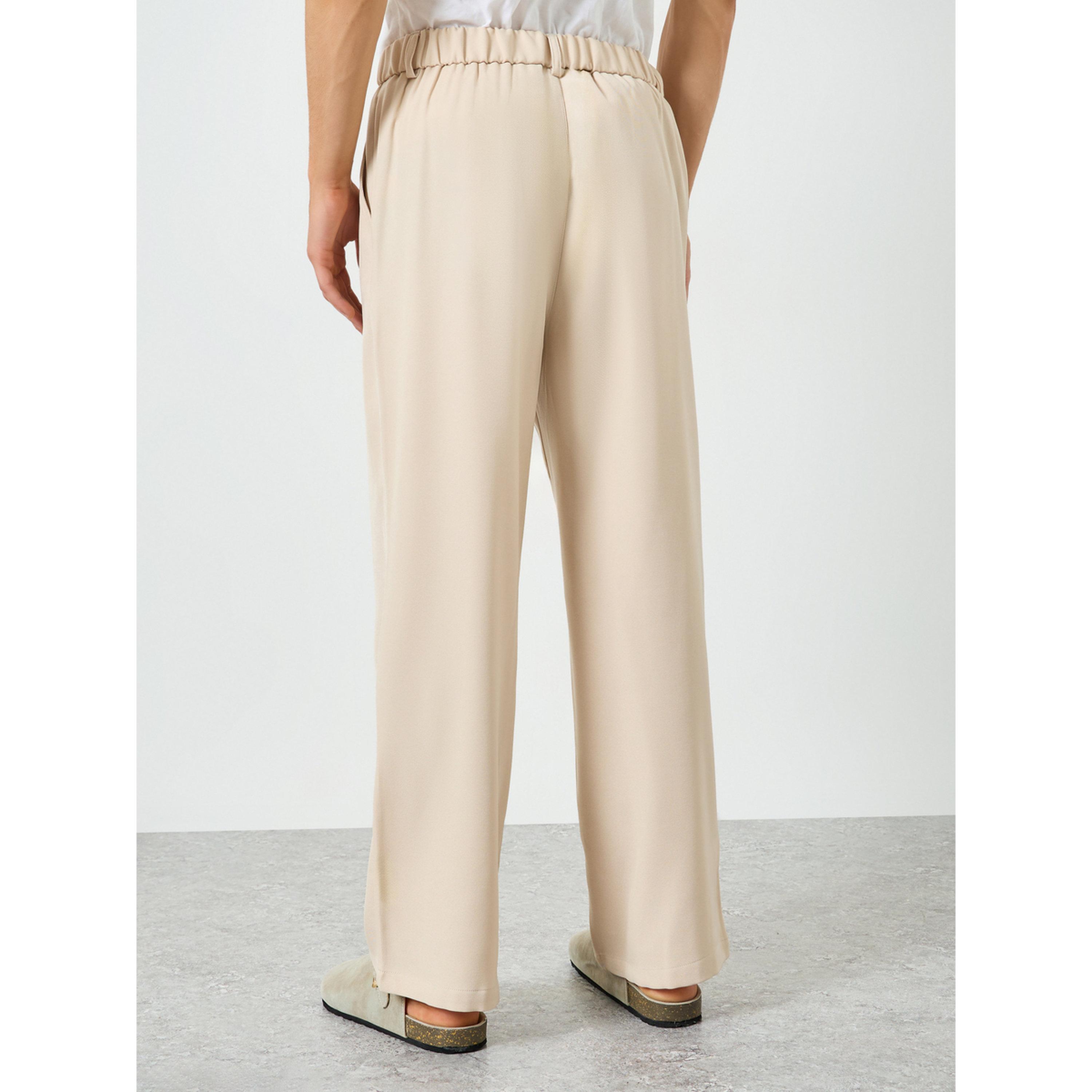 Take Two Men Beige Slant Pocket Pleated Straight Leg Pants-men-clothing-bottoms-joggers-image-4