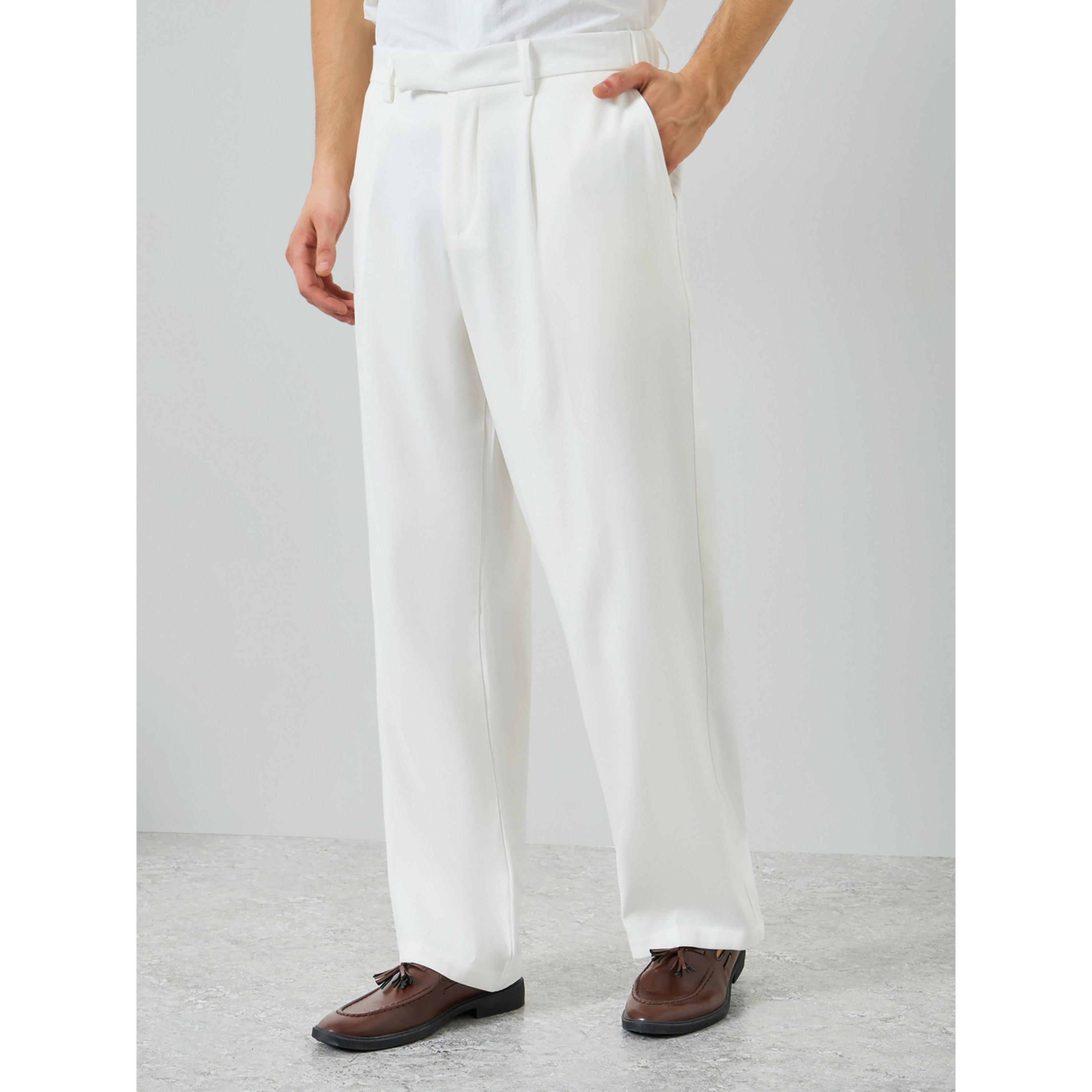 بنطال بأرجل مستقيمة وكسرات مع جيب مائل-men-clothing-bottoms-joggers-image-1
