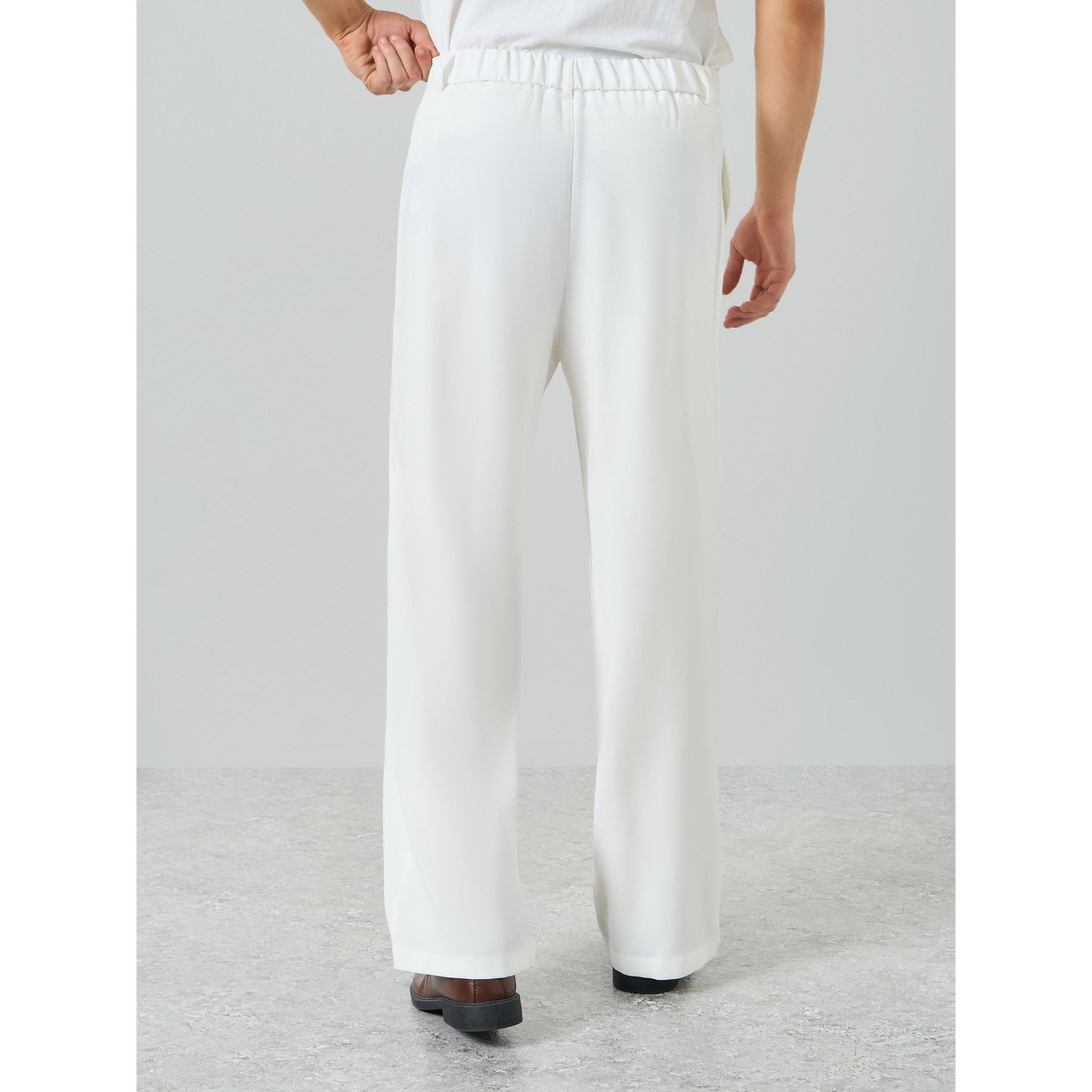 Take Two Men White Slant Pocket Pleated Straight Leg Pants-men-clothing-bottoms-joggers-image-5
