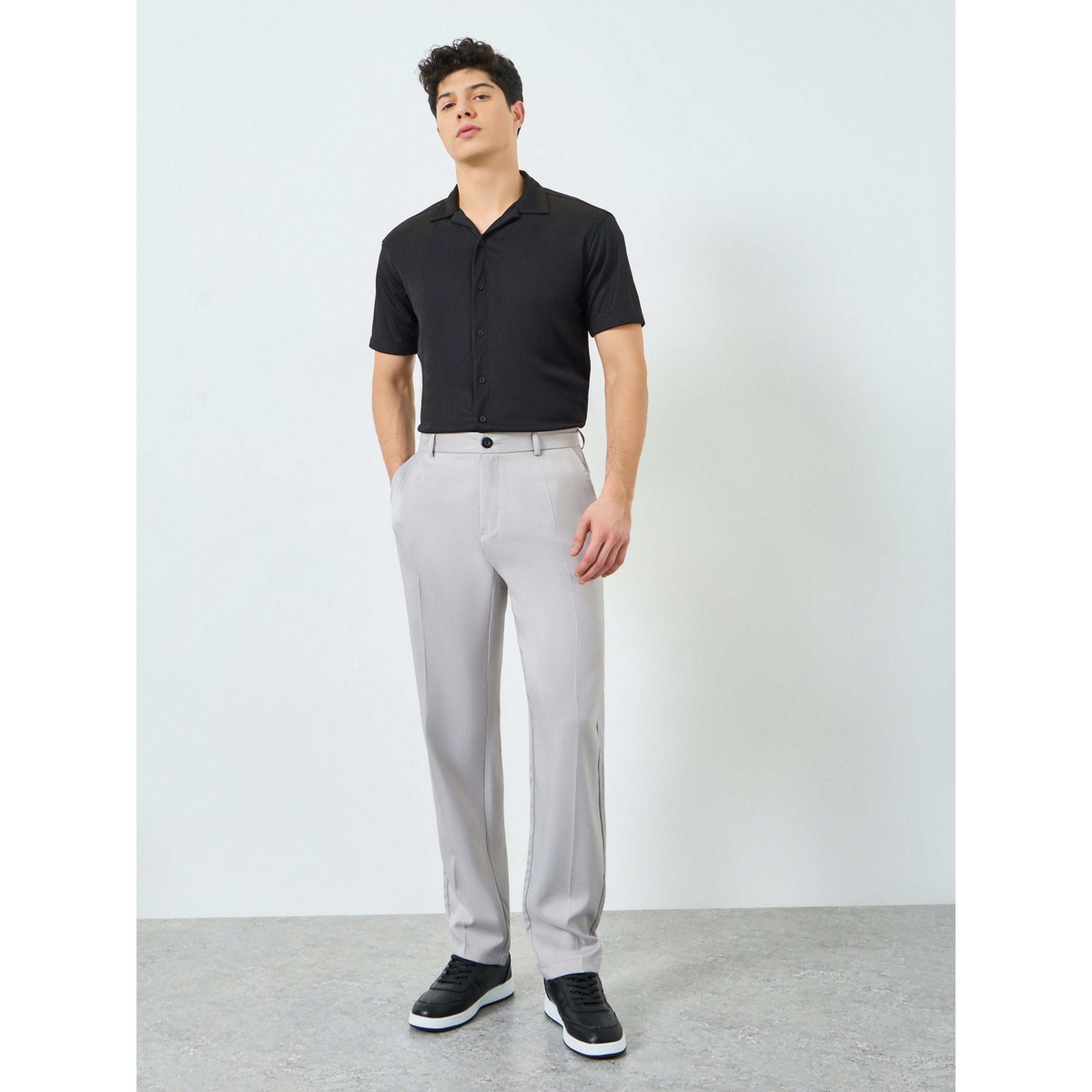 Take Two Men Grey Slant Pocket Straight Leg Pants-men-clothing-bottoms-trousersandchinos-trousers-image-2
