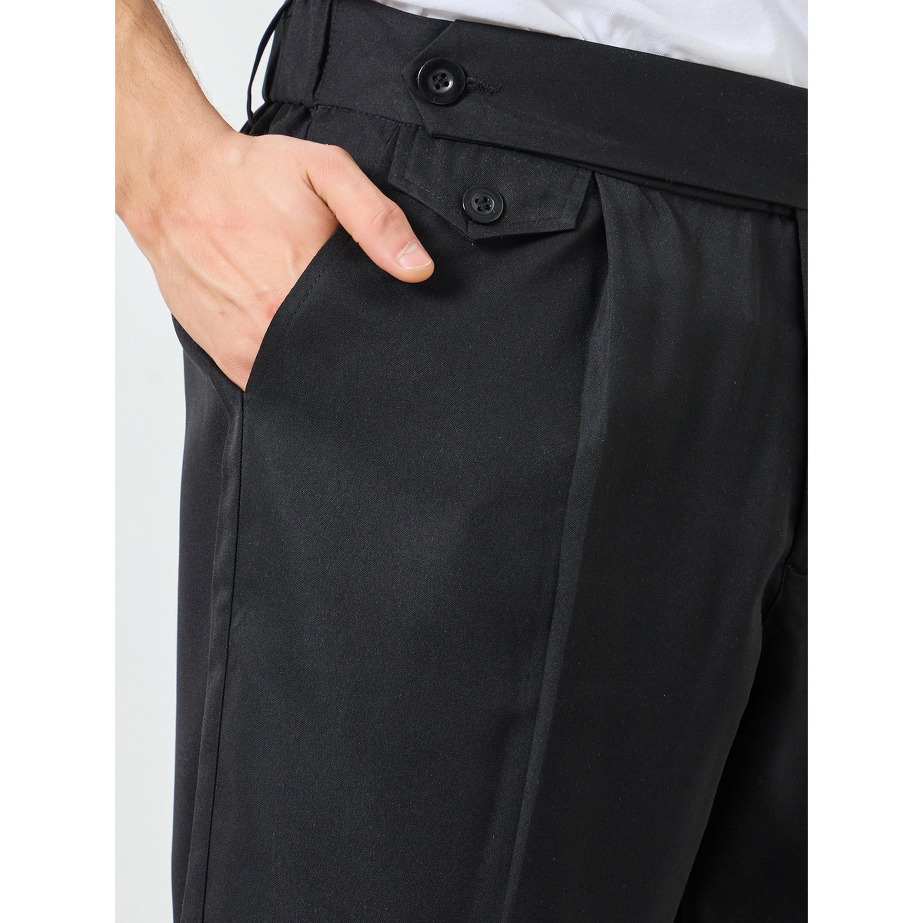 Take Two Men Black Slant Pocket Pleated Straight Leg Pants-men-clothing-bottoms-joggers-image-3