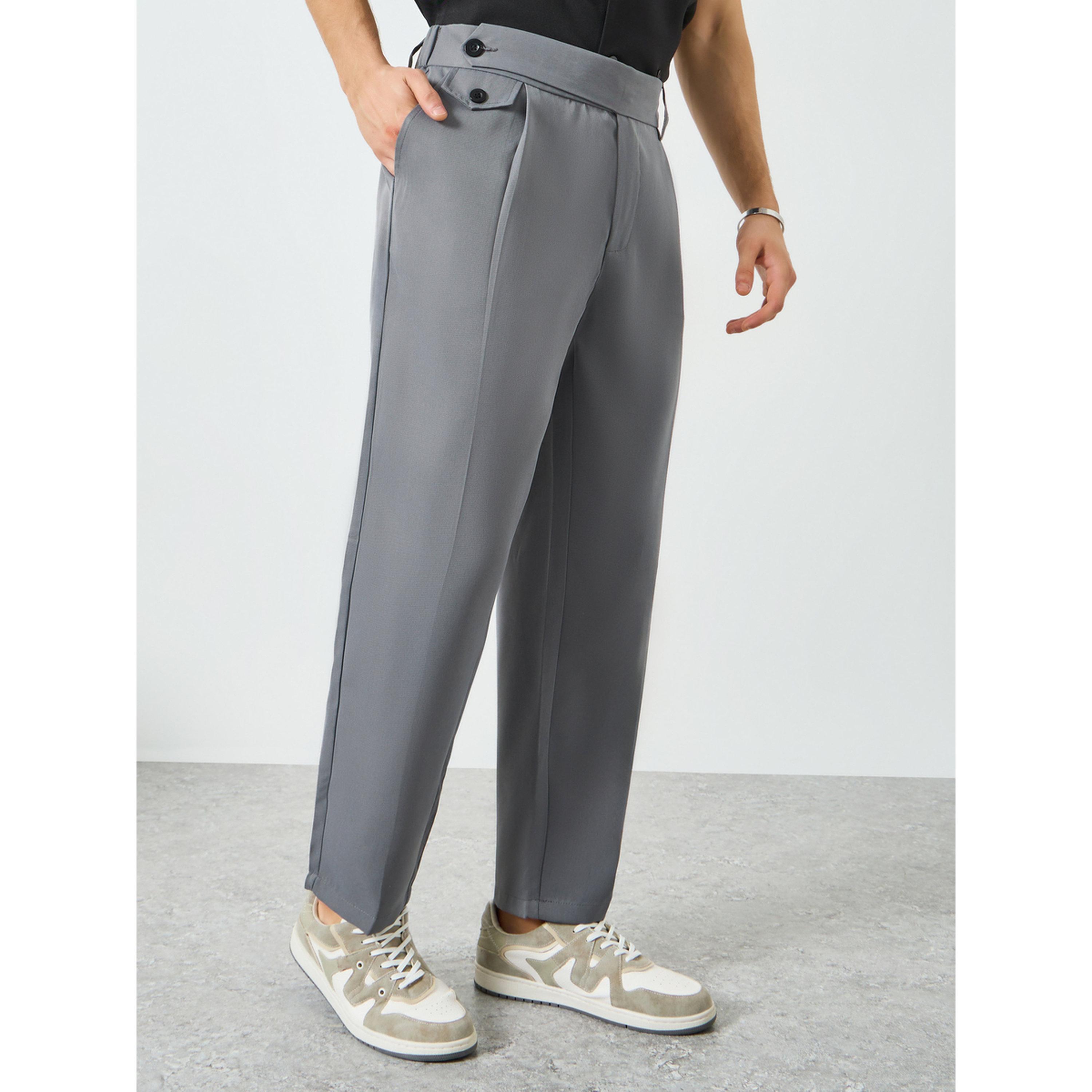 بنطال بأرجل مستقيمة وكسرات مع جيب مائل-men-clothing-bottoms-joggers-image-1