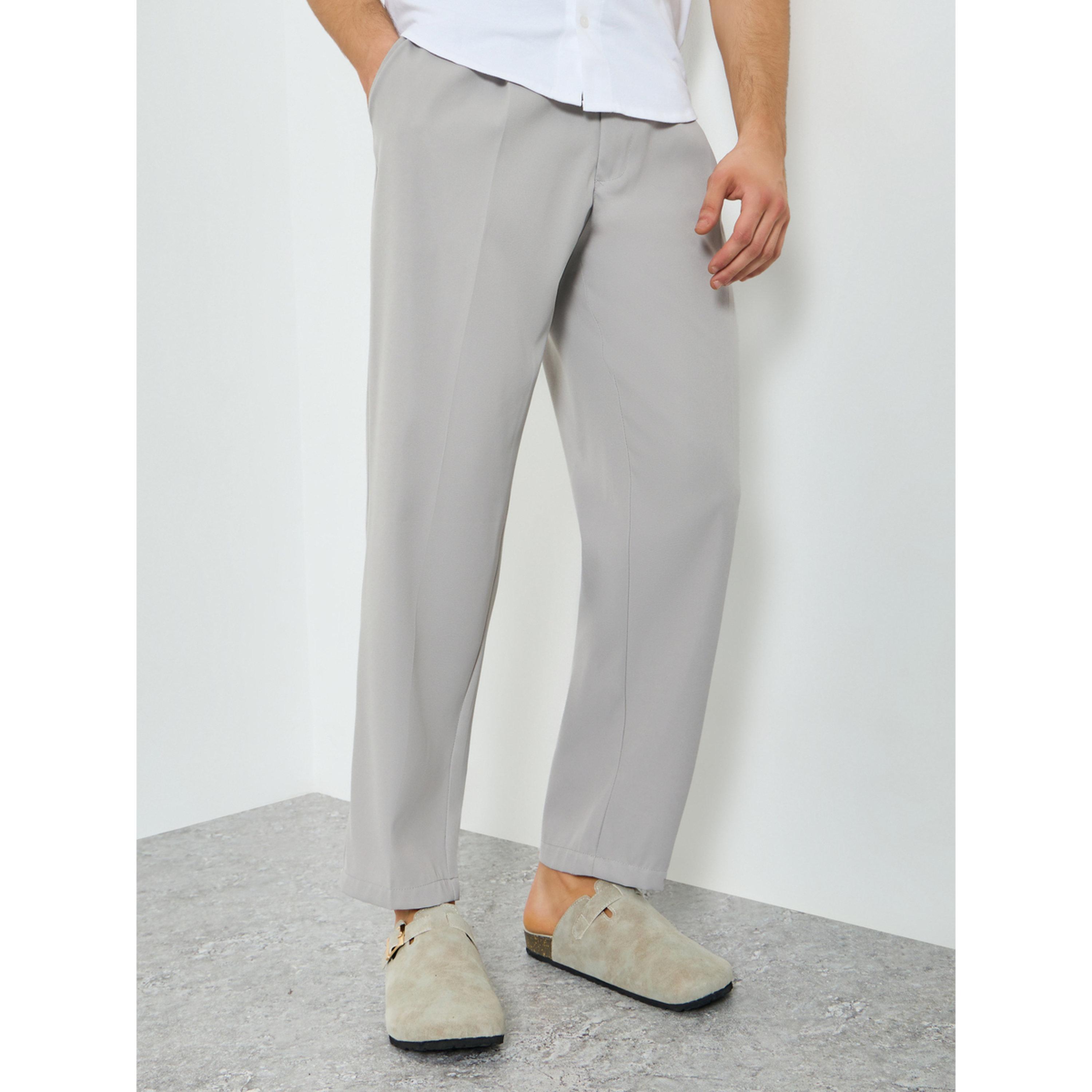 Take Two Men Grey Slant Pocket Pleated Straight Leg Pants-men-clothing-bottoms-joggers-image-3