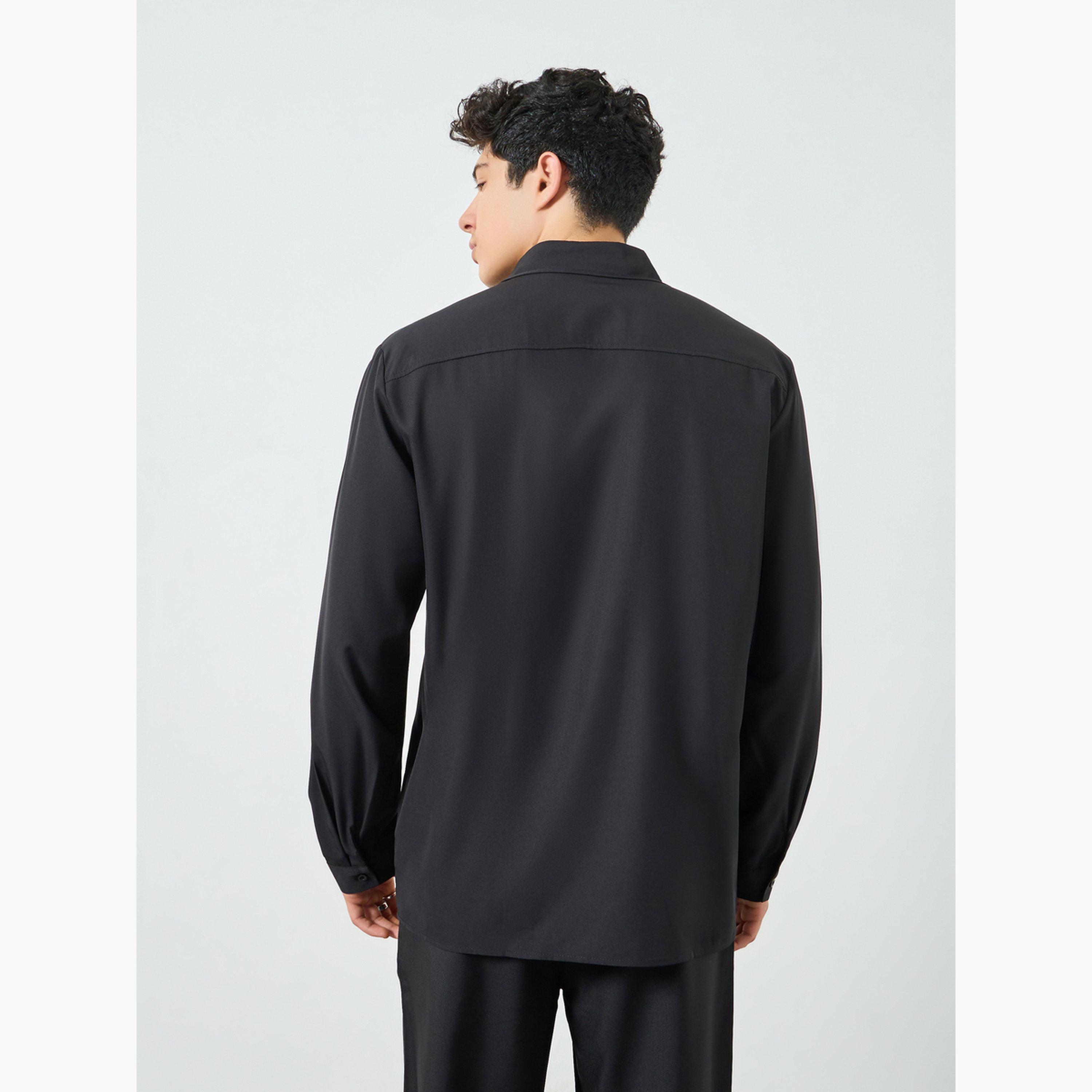 Take Two Men Solid Button Front Long Sleeve Shirt-men-clothing-shirts-image-3
