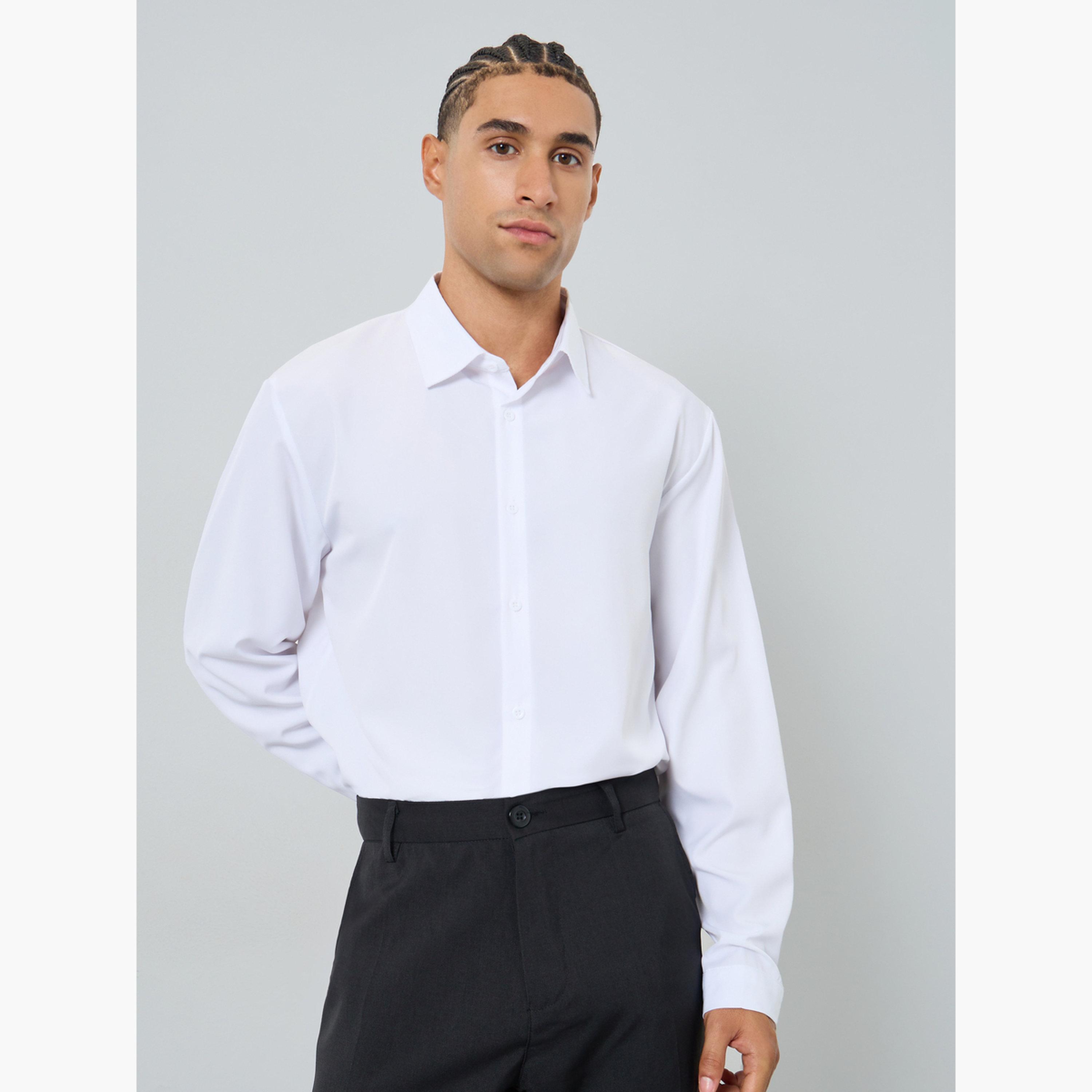 Take Two Men Solid Button Front Long Sleeve Shirt-men-clothing-shirts-image-1