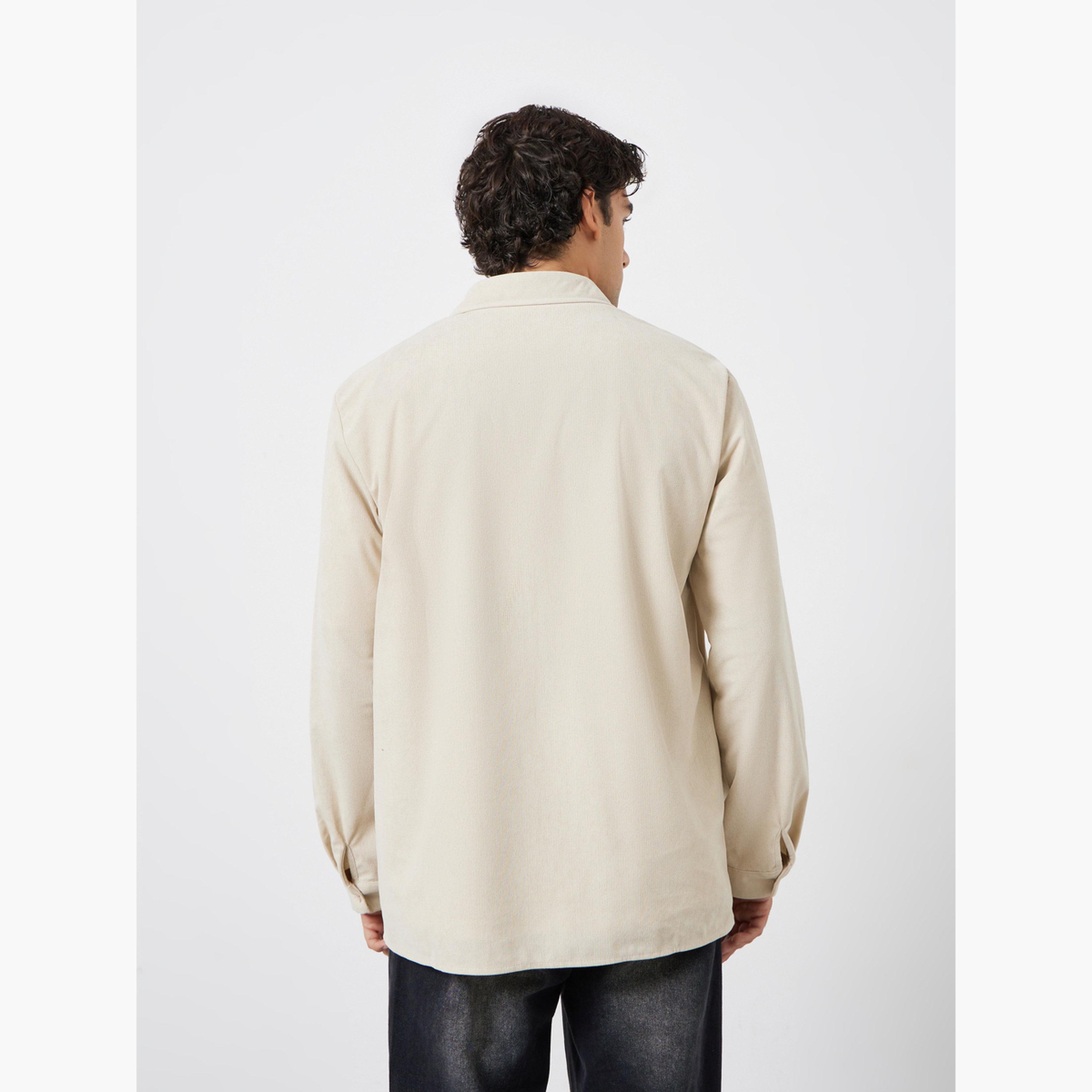 Take Two Textured Collared Long Sleeves Men's Button Through Corduroy Shacket-men-clothing-jacketsandblazers-jackets-image-4