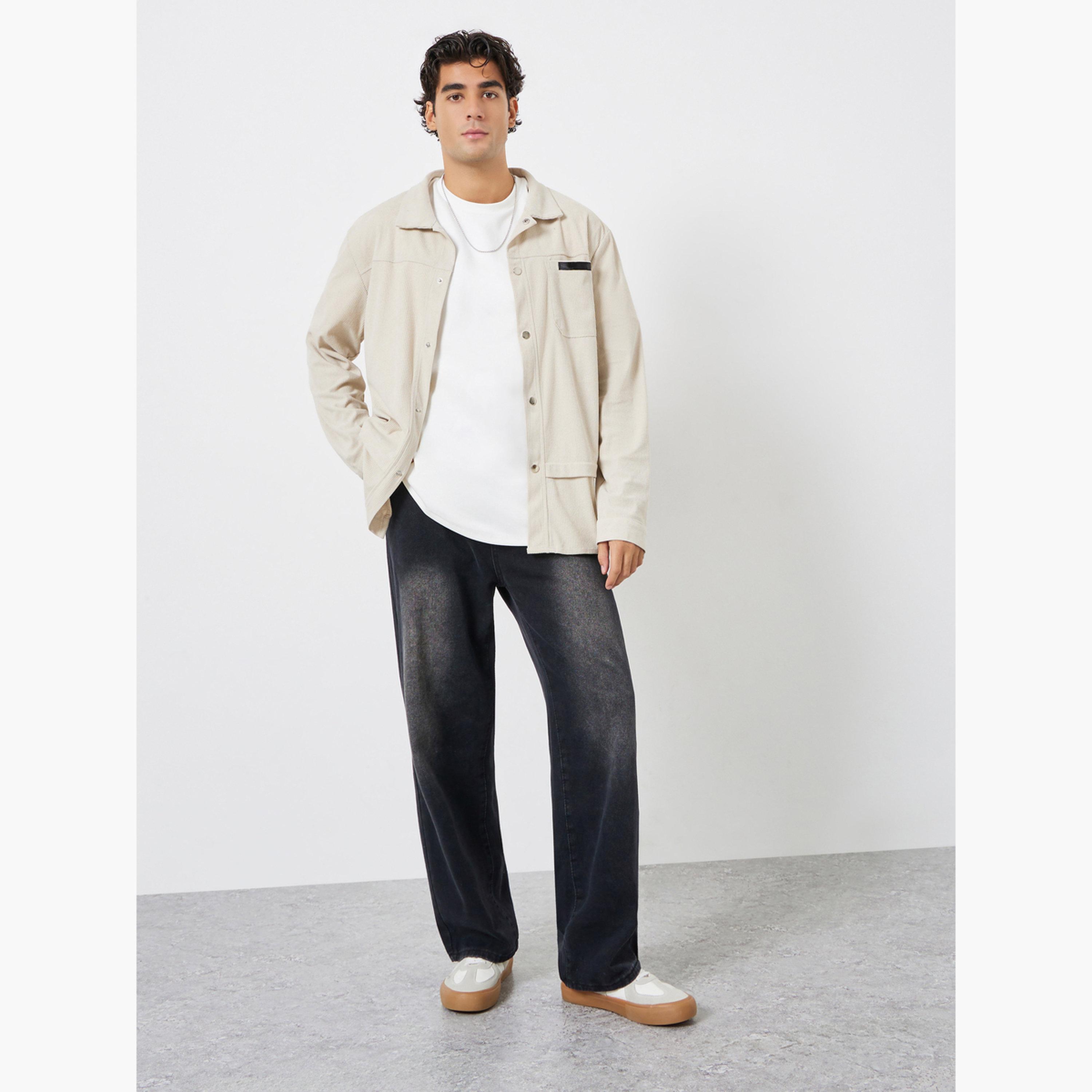 Take Two Textured Collared Long Sleeves Men's Snap Button Corduroy Shacket-men-clothing-jacketsandblazers-jackets-image-2