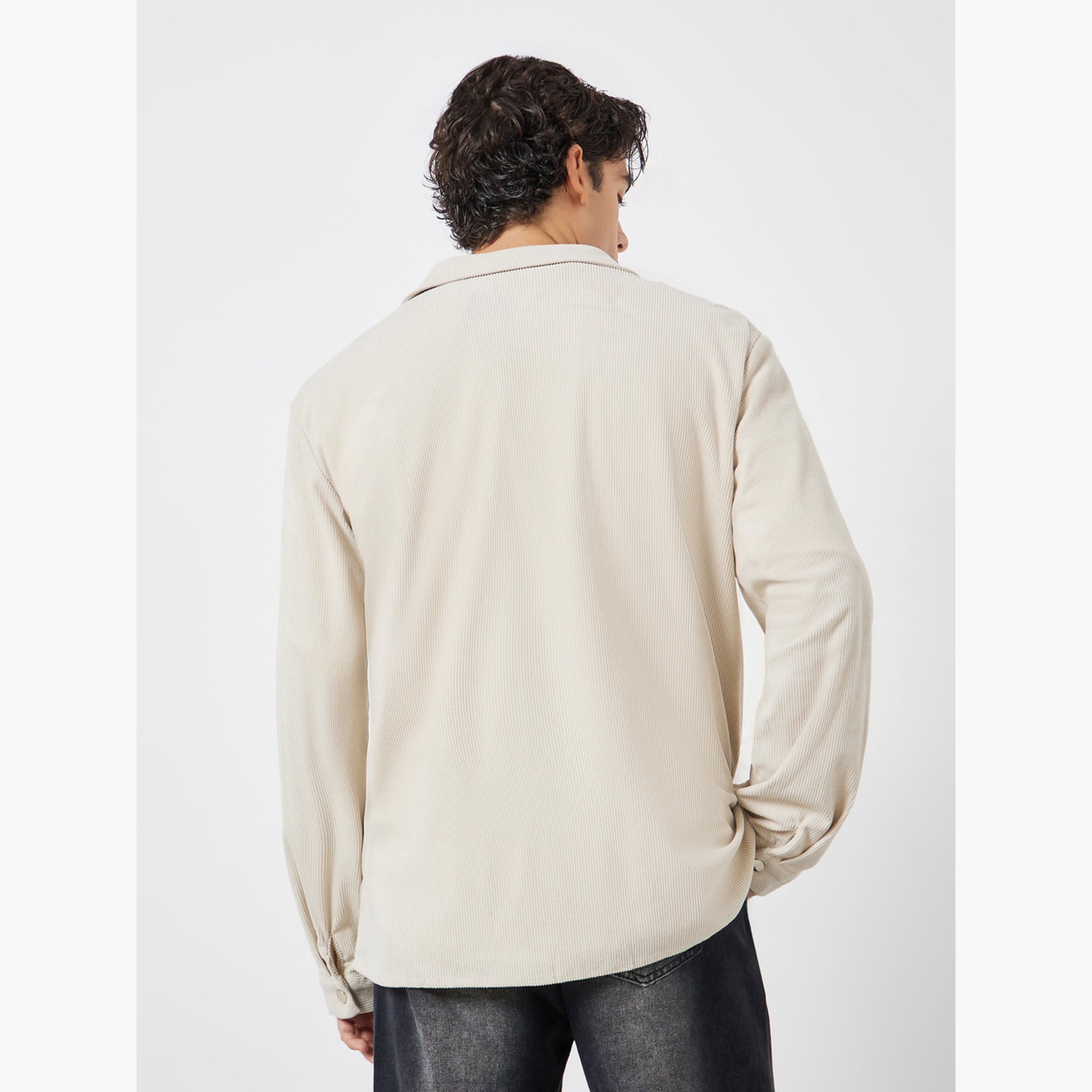 Take Two Textured Collared Long Sleeves Men's Snap Button Corduroy Shacket-men-clothing-jacketsandblazers-jackets-image-4