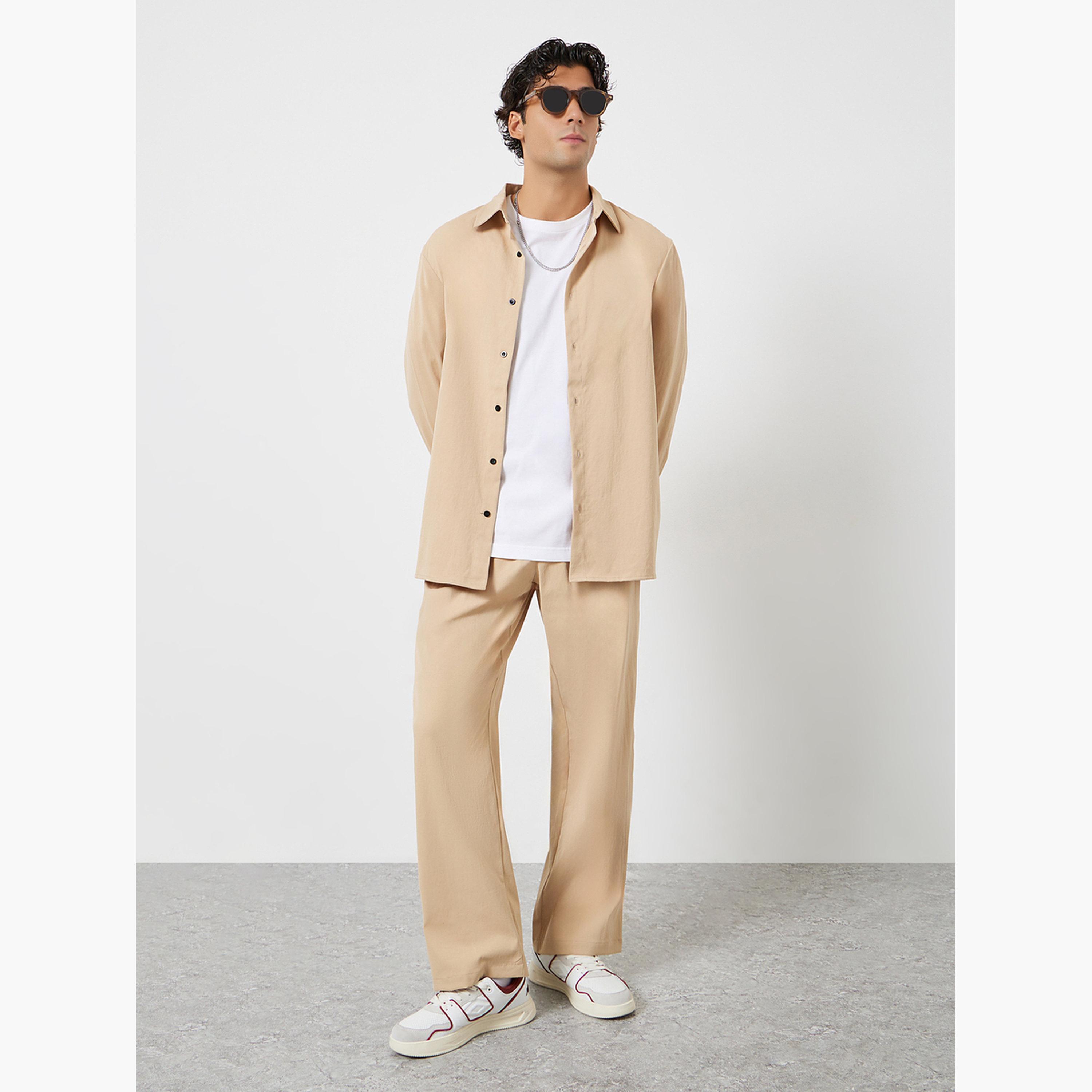 Take Two Men Solid Spread Collar Shirt and Pants Co-ords-men-clothing-coordsets-image-1