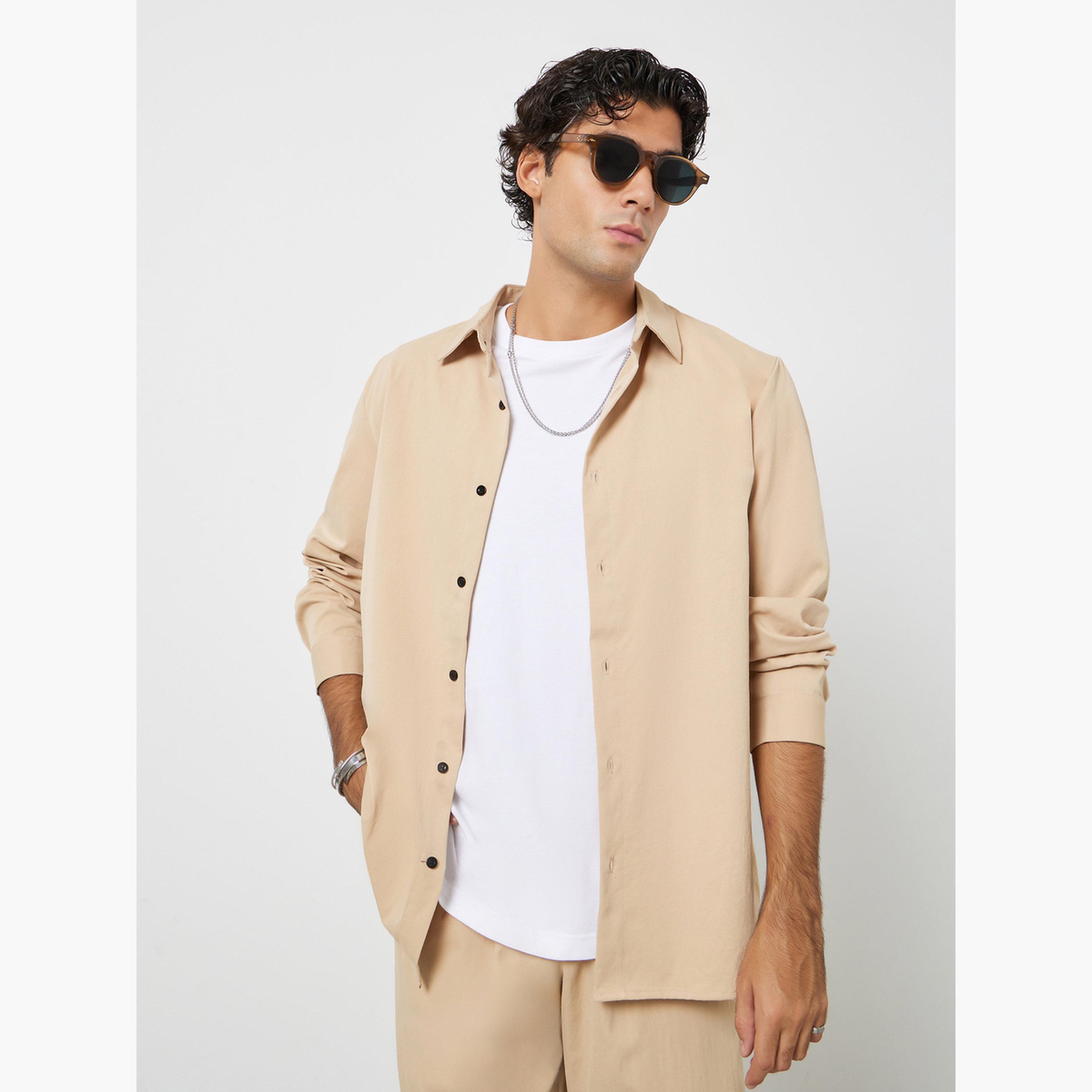 Take Two Men Solid Spread Collar Shirt and Pants Co-ords-men-clothing-coordsets-image-2