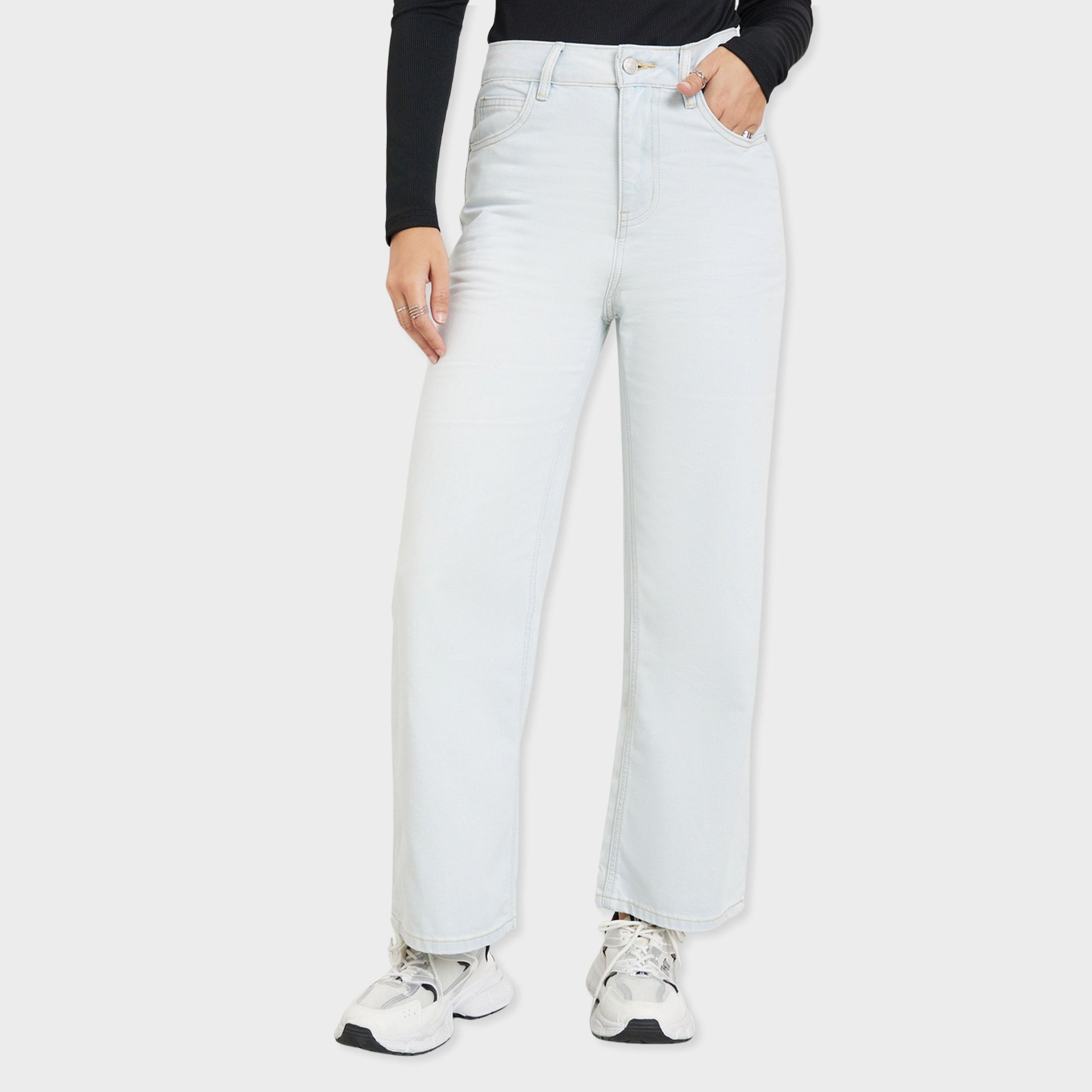 Styli Solid Mid-Rise Wide Leg Jeans-women-clothing-bottoms-jeans-image-1