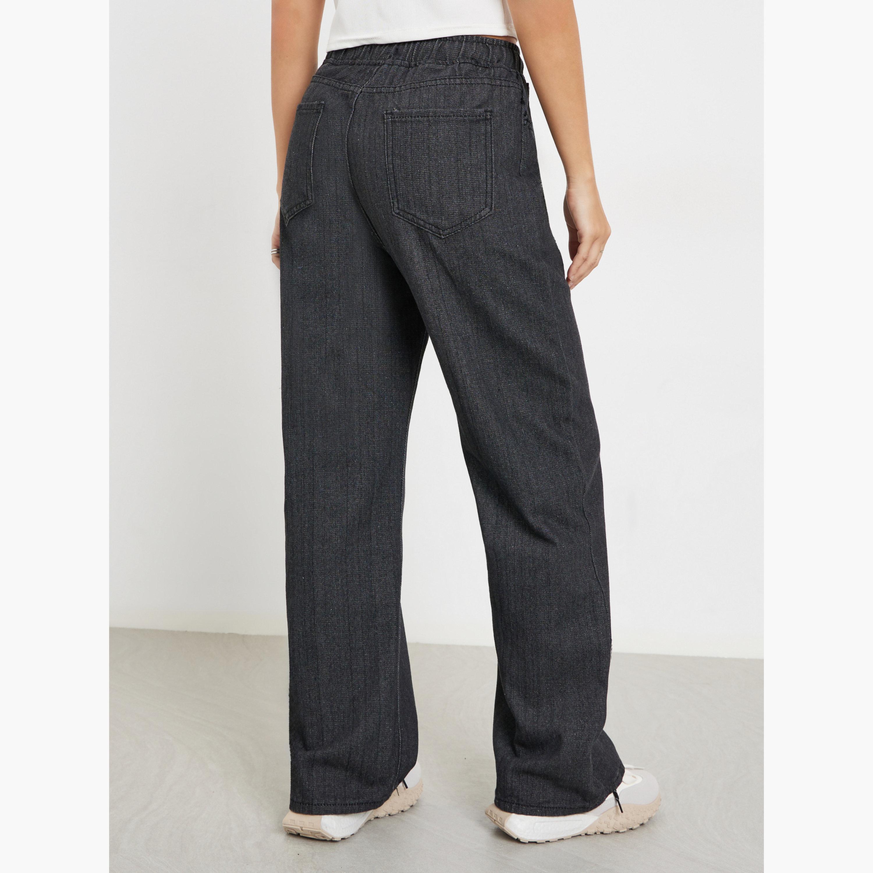 ستايلي - بنطال جينز نسائي رمادي واسع الساق-women-clothing-bottoms-jeans-image-4
