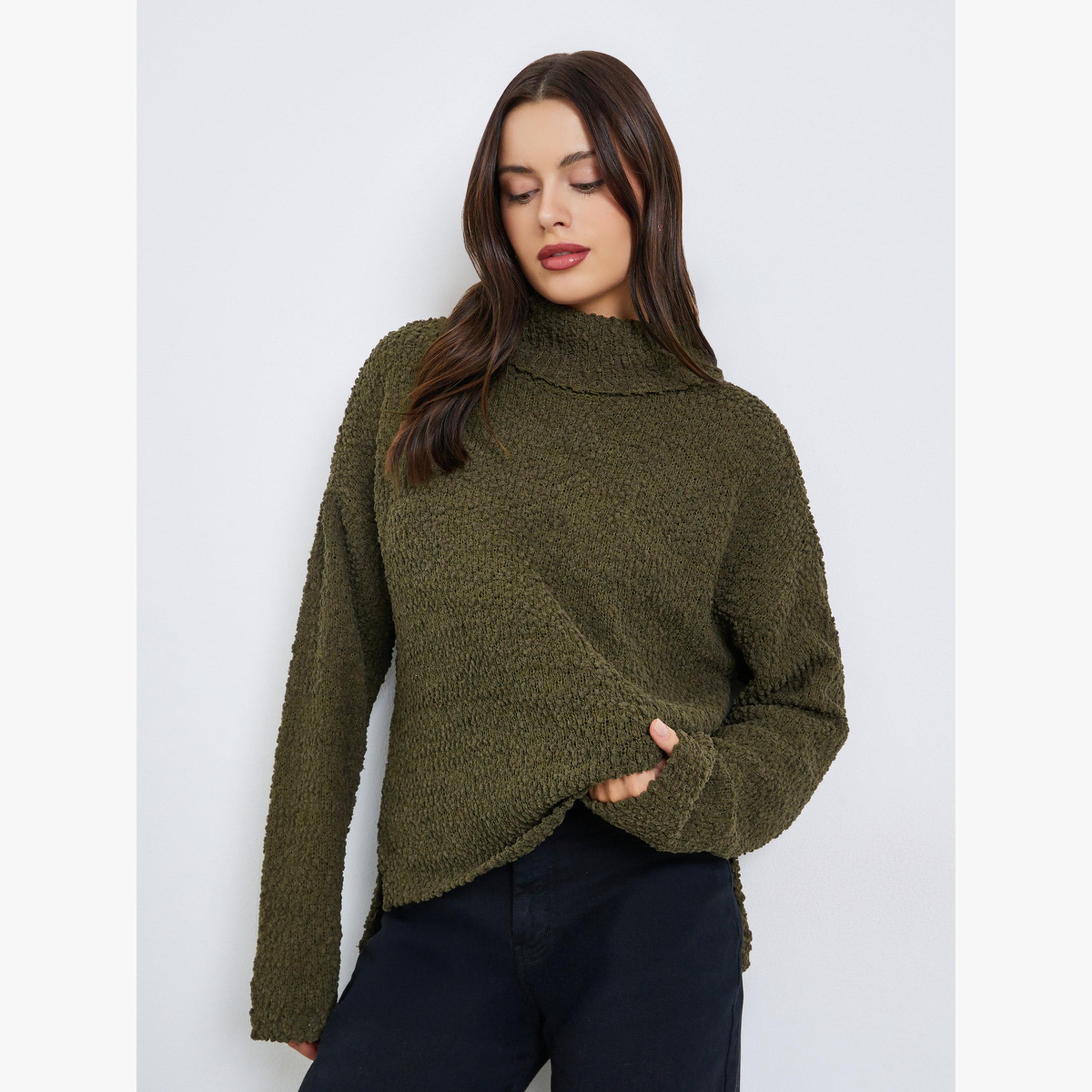 سويتر سادة بياقة عالية وأكمام طويلة-women-clothing-cardigansandjumpers-jumpers-image-4