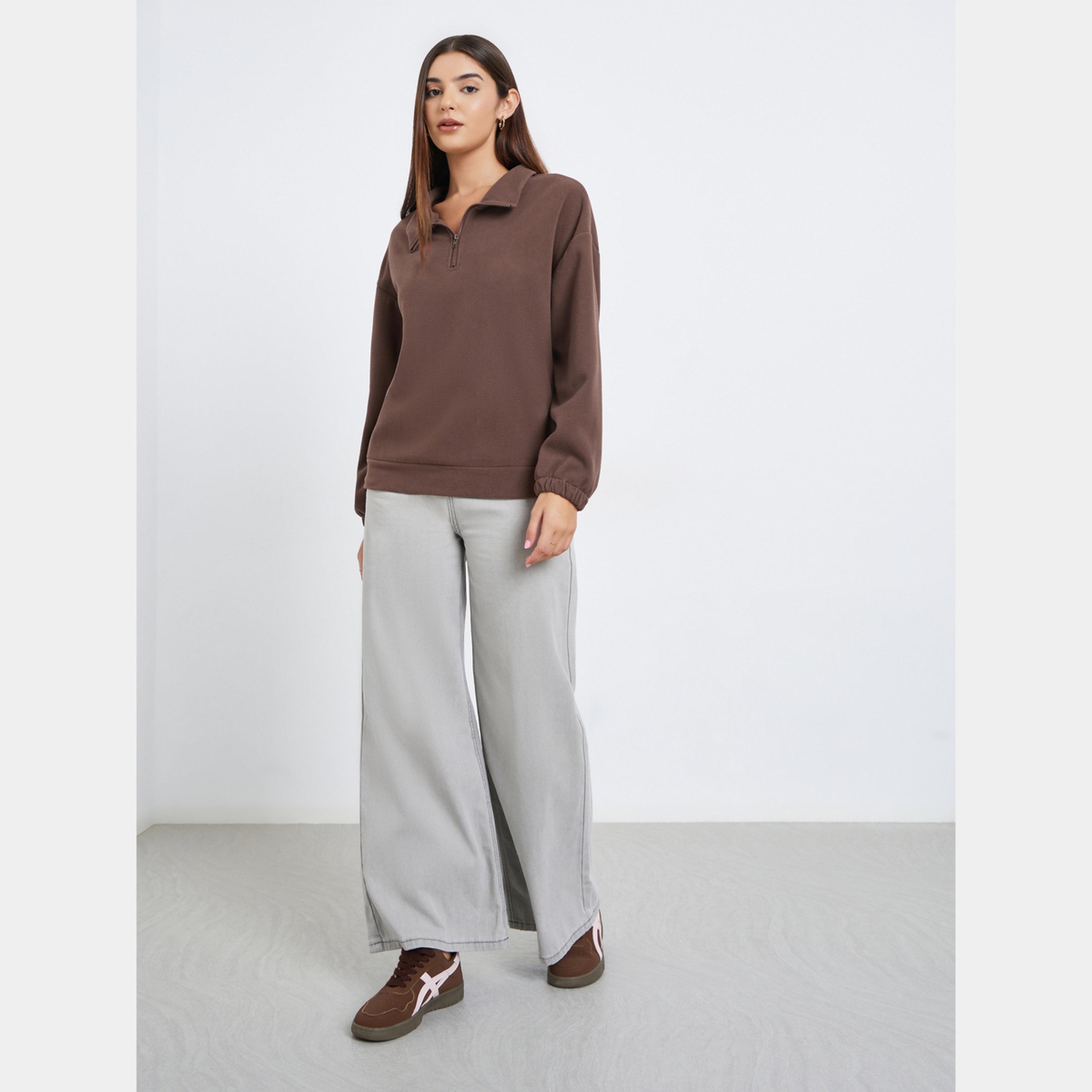 ستايلي - سويت شيرت نسائي صوف بأكمام طويلة ورقبة عالية-women-winterwear-hoodiesandsweatshirts-sweatshirts-image-2