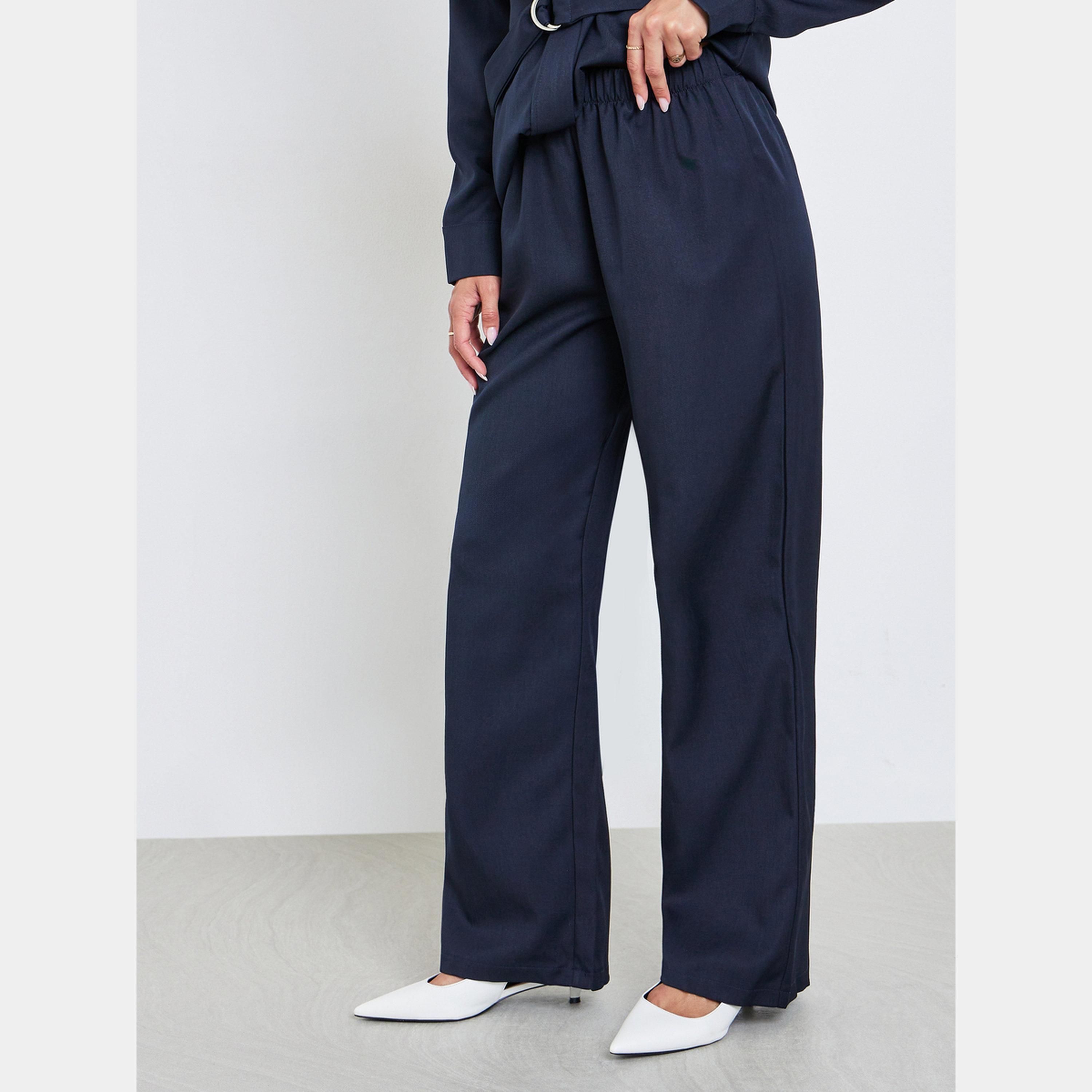 Styli Blue Belted Shirt and Wide Leg Pants Co-ords-women-clothing-coordsets-image-3