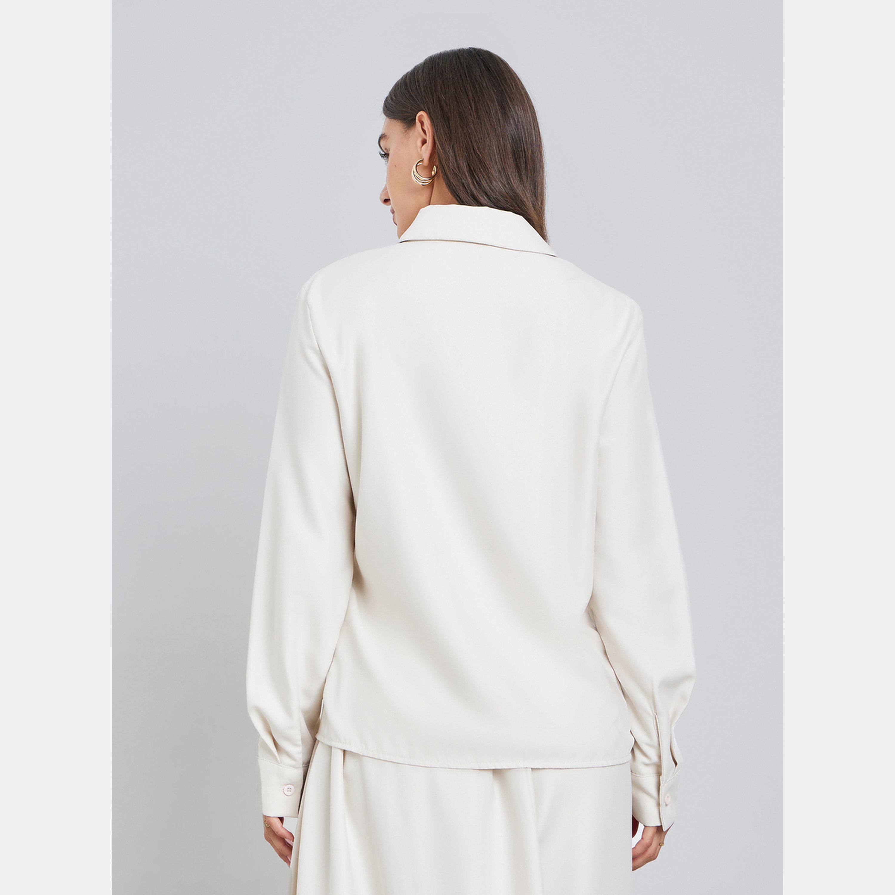 Styli Off White Solid Shirt and Maxi Skirt Co-ords-women-clothing-coordsets-image-6