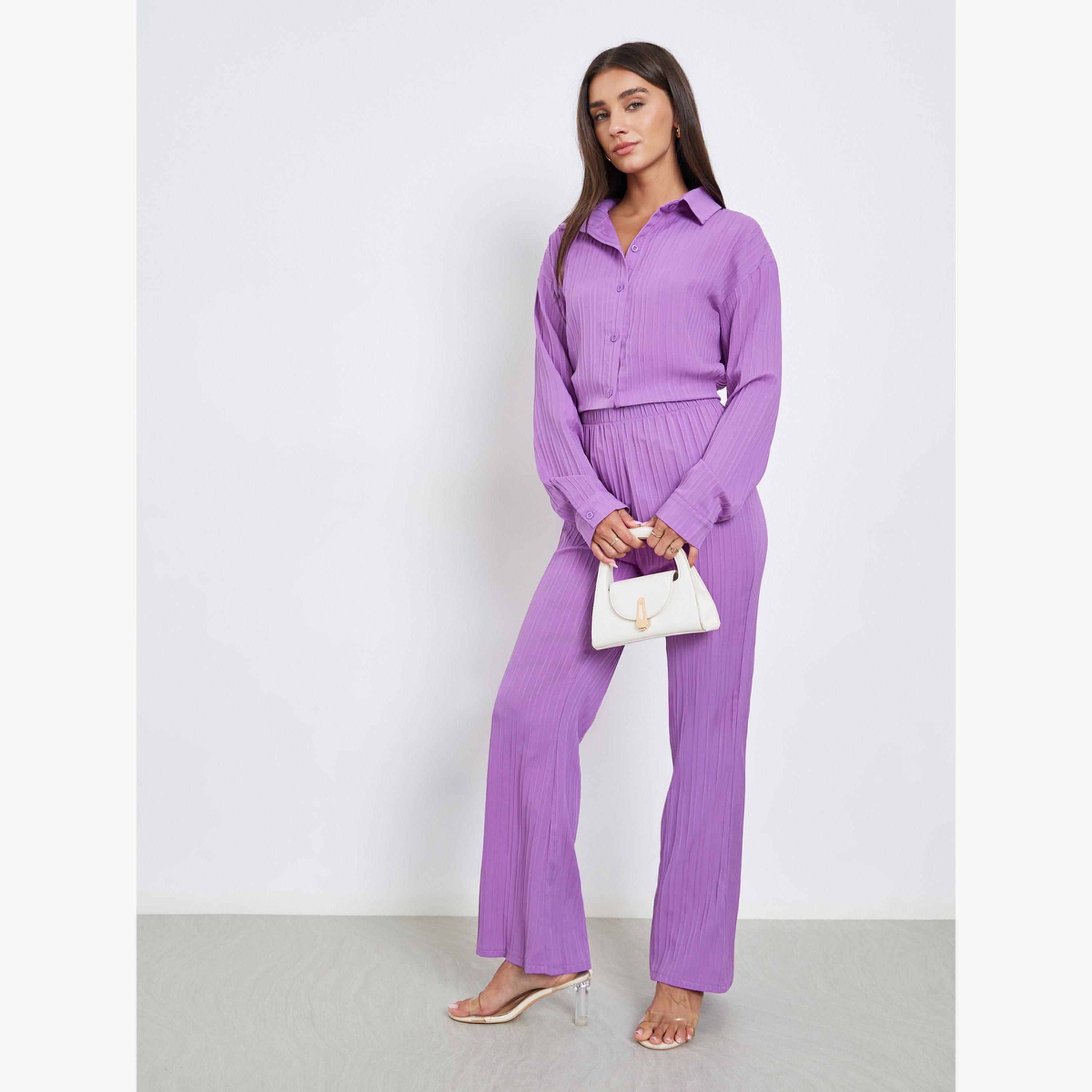 طقم منسق من قميص وبنطال كاجوال-women-clothing-coordsets-image-1