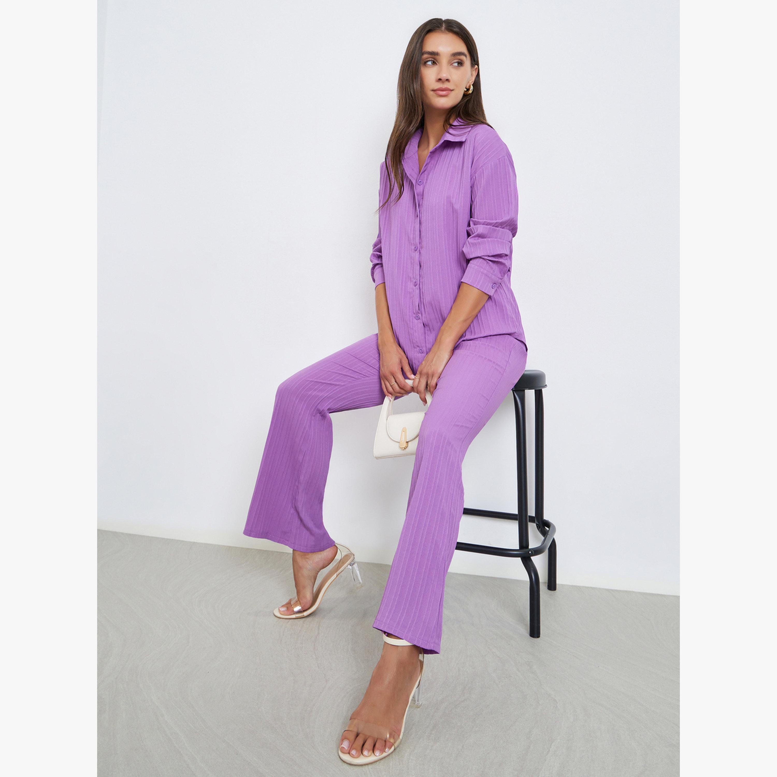 طقم منسق من قميص وبنطال كاجوال-women-clothing-coordsets-image-3