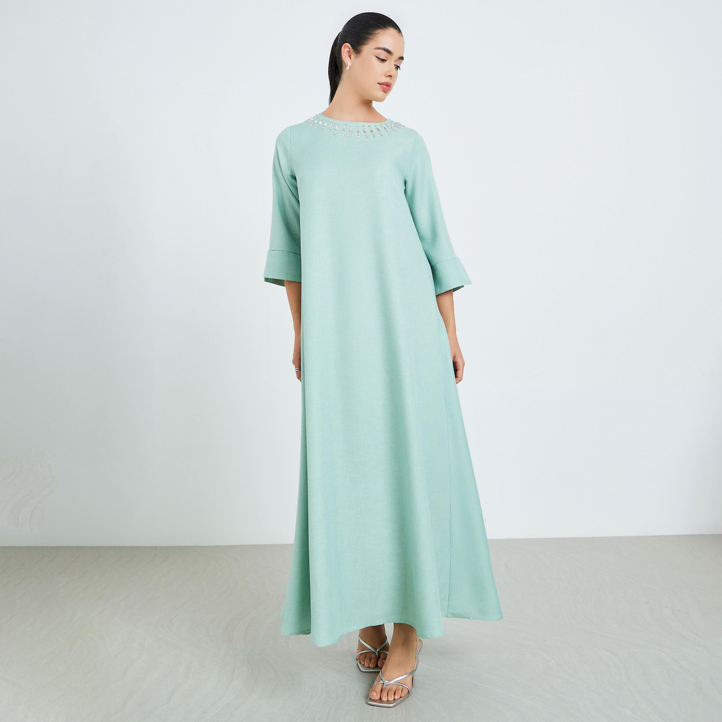جلابية بحافة واسعة بياقة مزينة-women-arabicclothing-jalabiyas-image-1