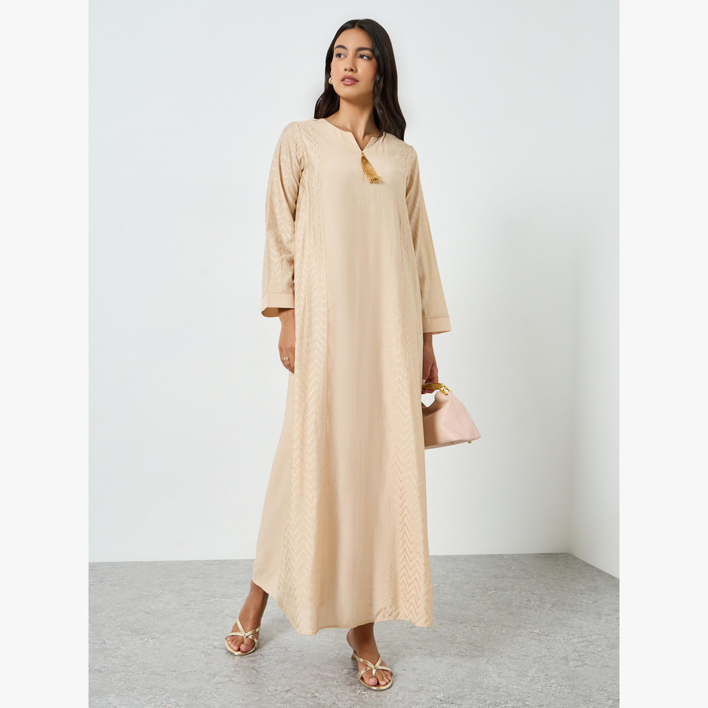 جلابية بطبعة فوييل متعرجة-women-arabicclothing-jalabiyas-image-1