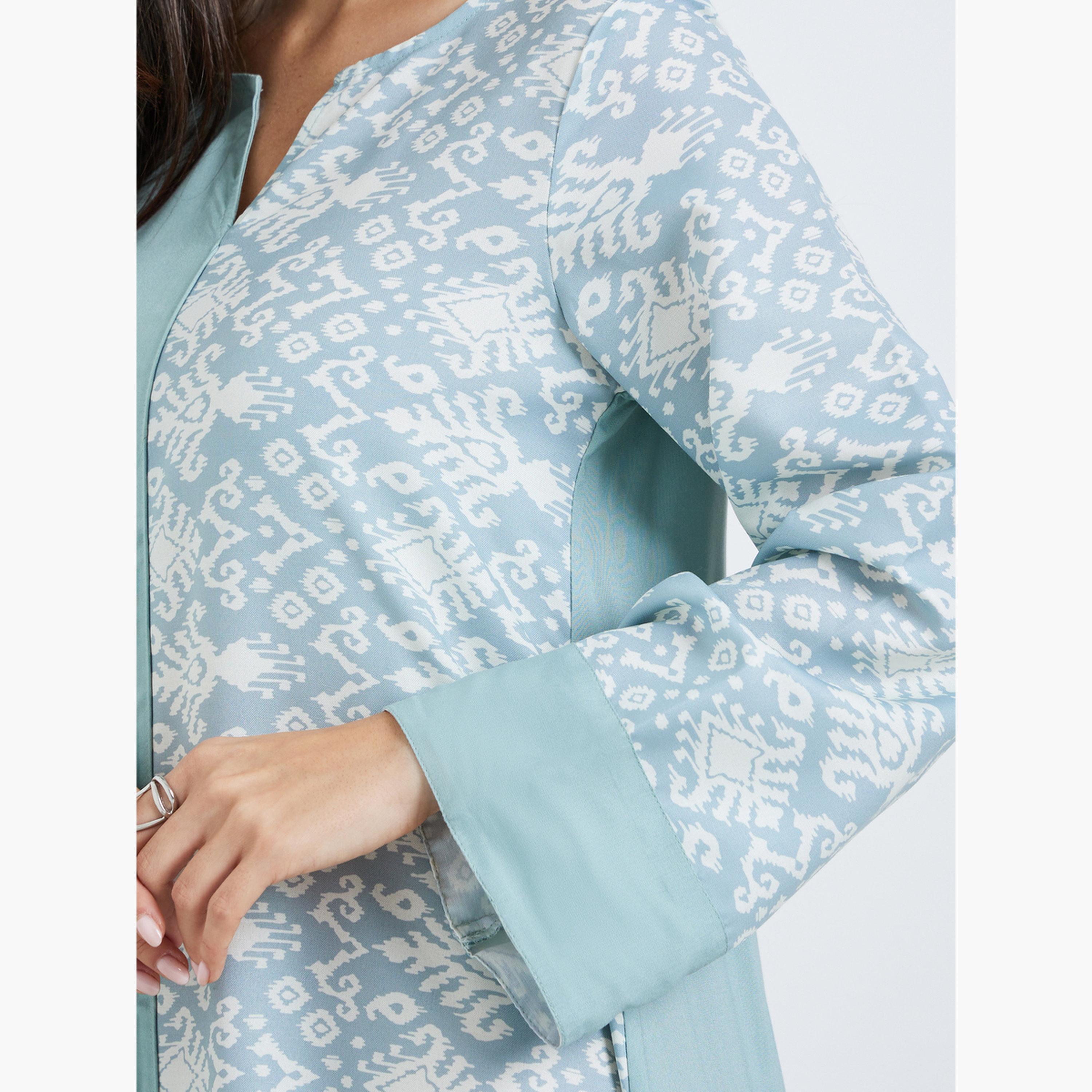 Styli Women Green Printed A-Line Jalabiya-women-arabicclothing-jalabiyas-image-4