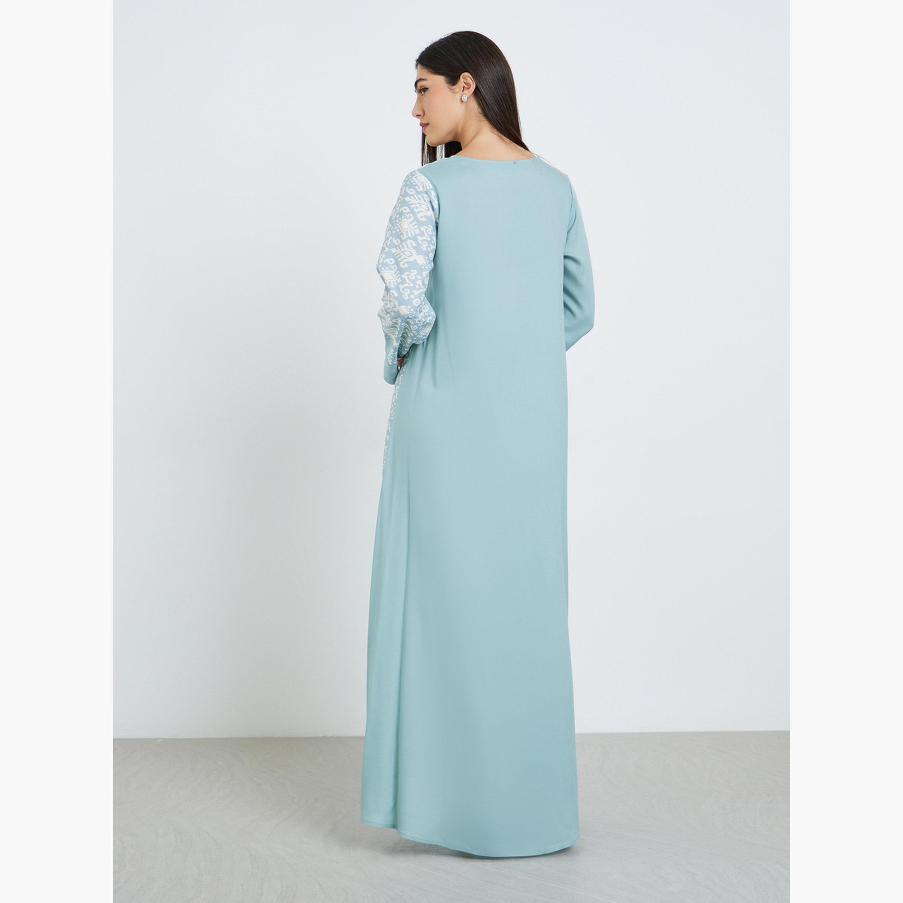 جلابية مطبوعة بحافة واسعة-women-arabicclothing-jalabiyas-image-5