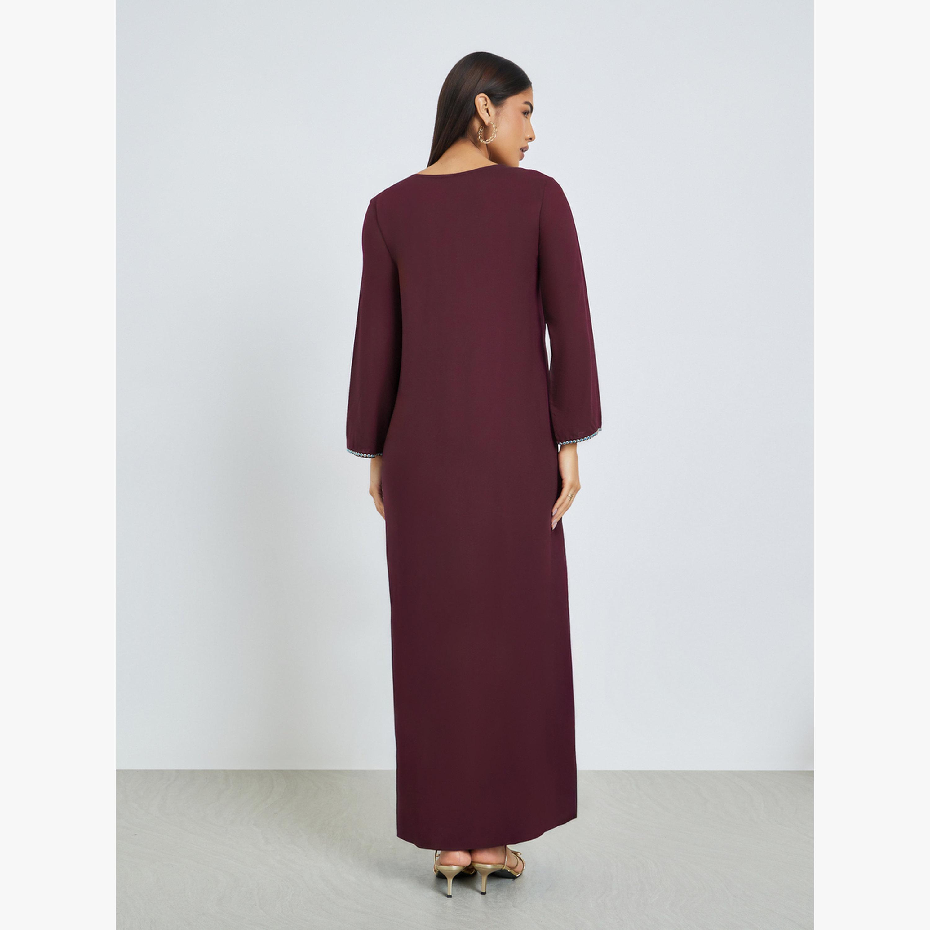جلابية بياقة مطرزة-women-arabicclothing-jalabiyas-image-5