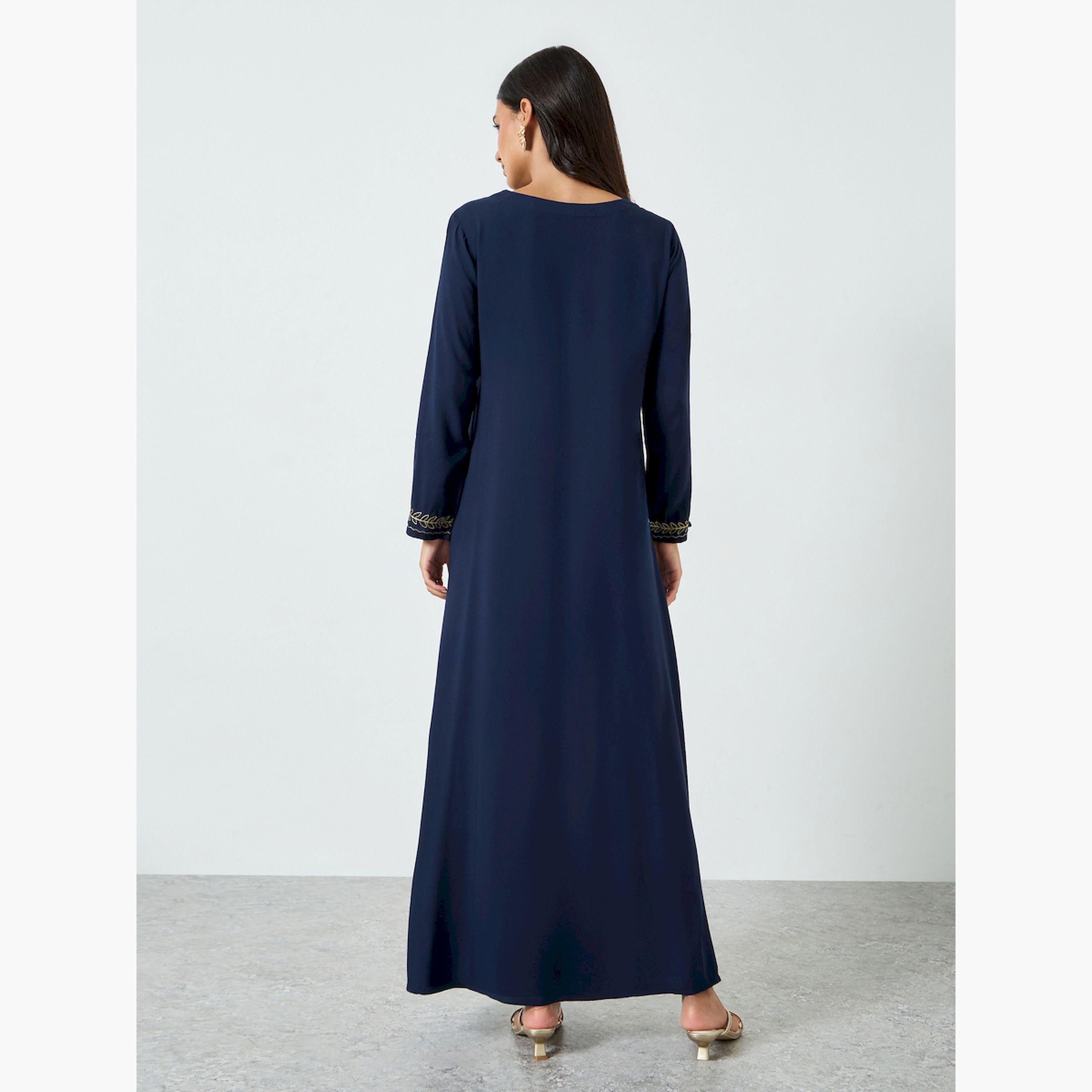 جلابية مطرزة بياقة مفتوحة-women-arabicclothing-jalabiyas-image-5