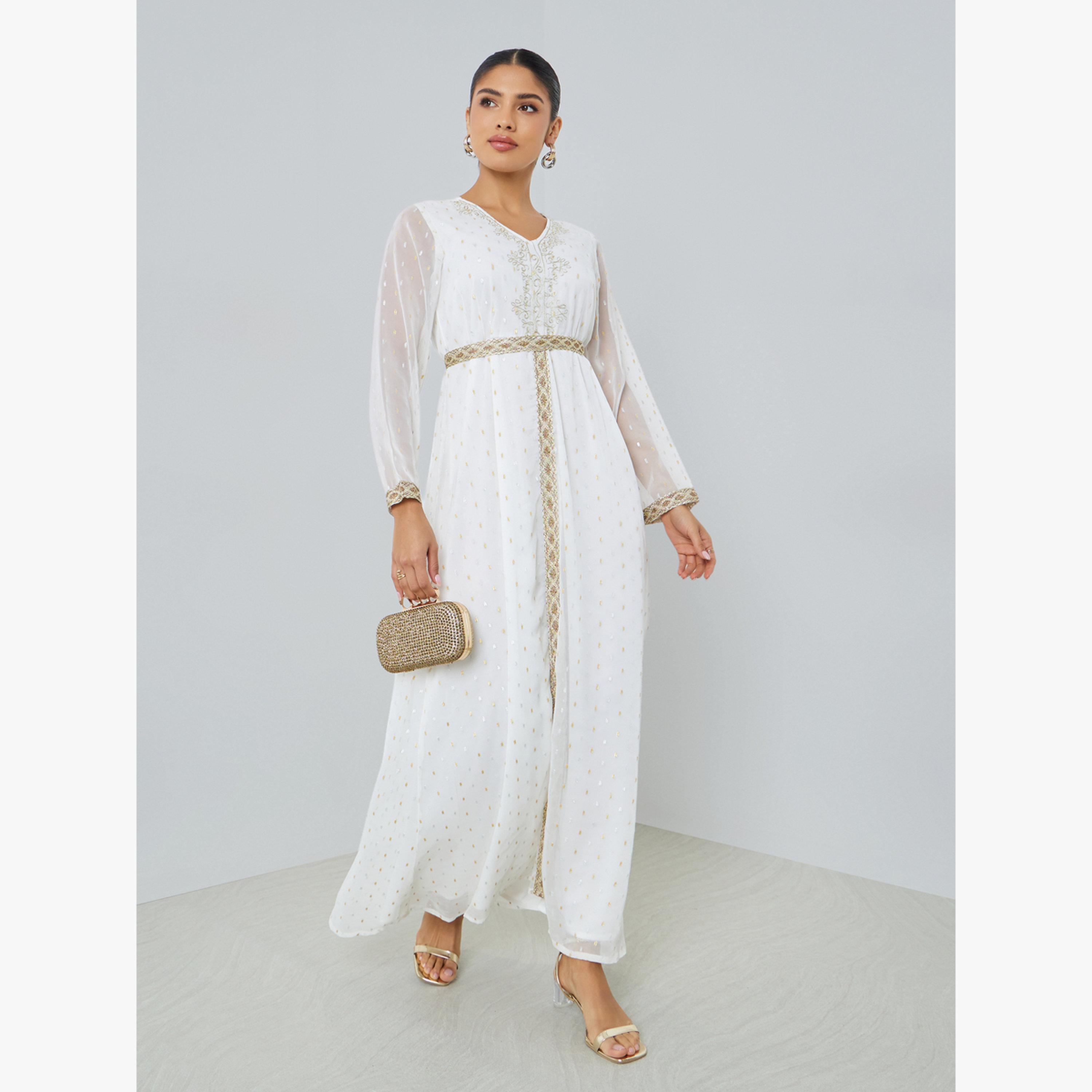 جلابية بياقة دائرية وتفاصيل دانتيل-women-arabicclothing-jalabiyas-image-3