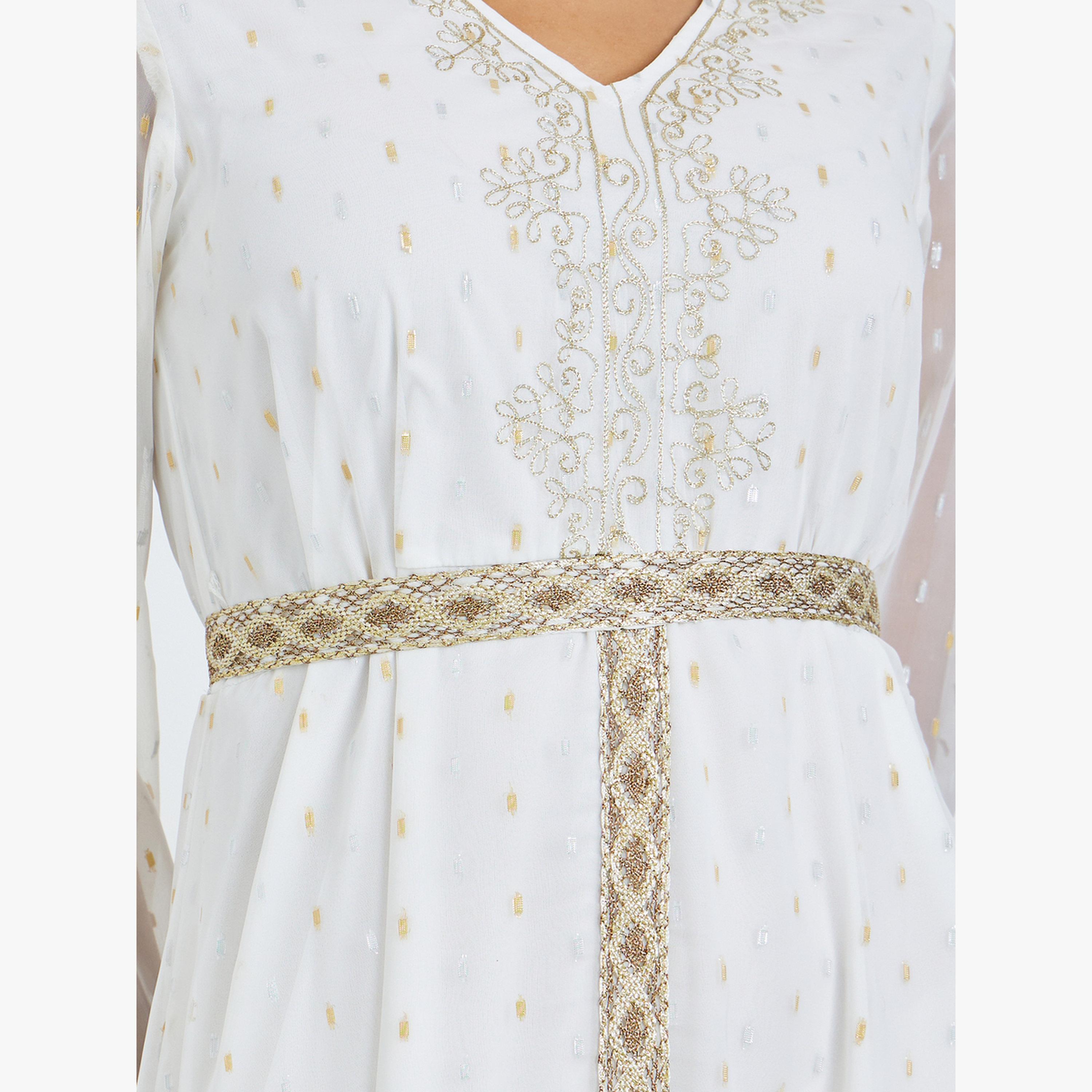 جلابية بياقة دائرية وتفاصيل دانتيل-women-arabicclothing-jalabiyas-image-5