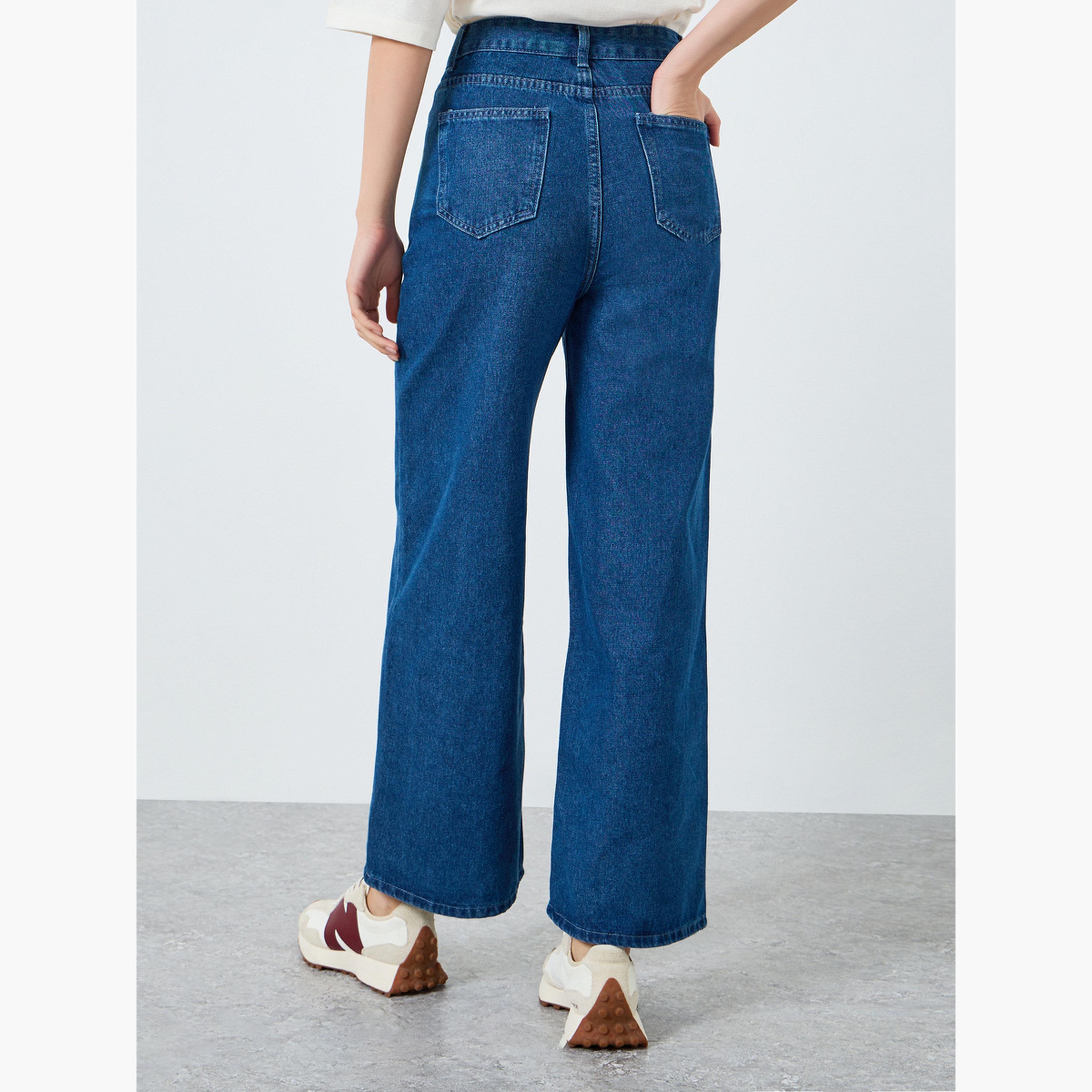 جينز بخصر عالي وأرجل واسعة-women-clothing-bottoms-jeans-image-4