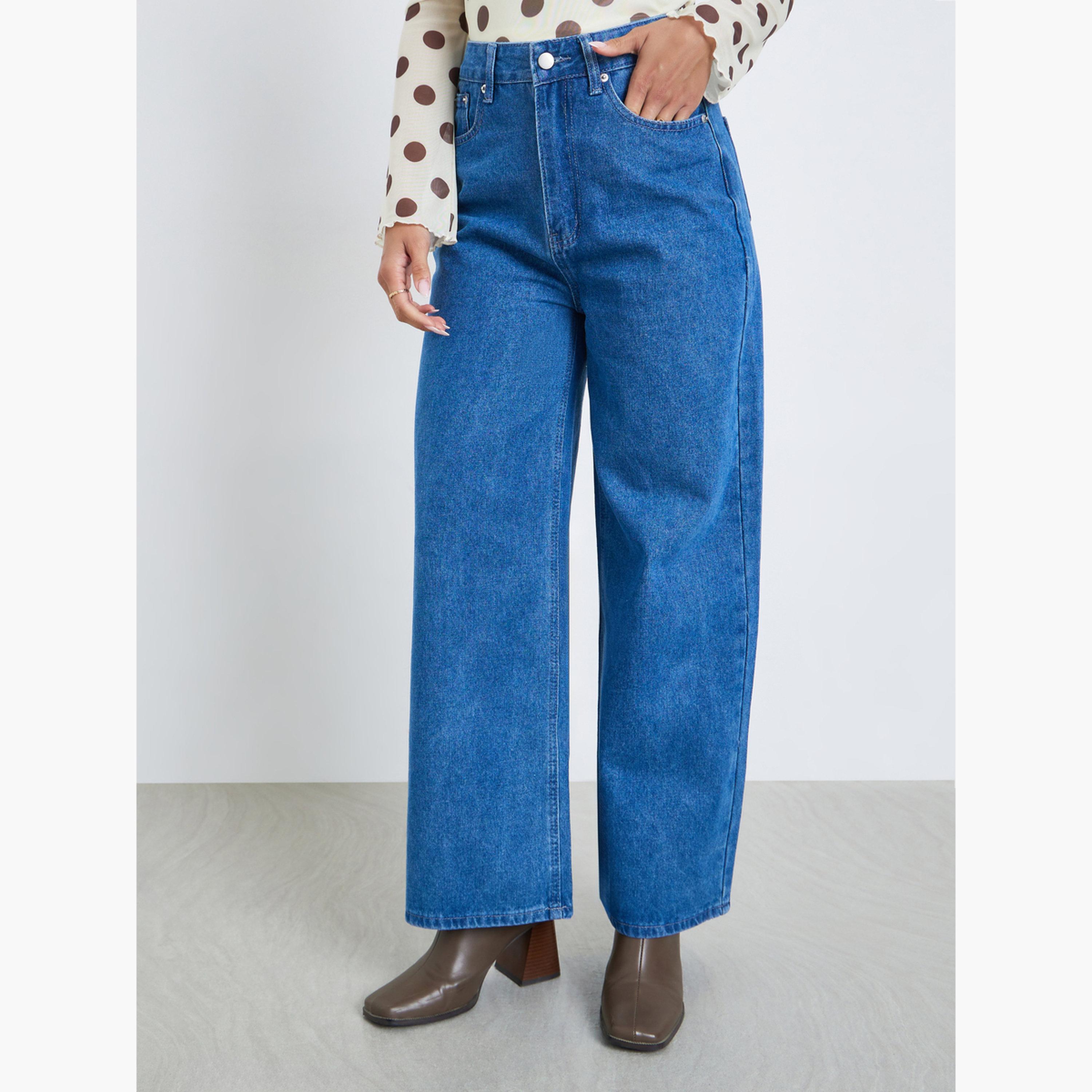 جينز بأرجل واسعة بخصر مرتفع-women-clothing-bottoms-jeans-image-1