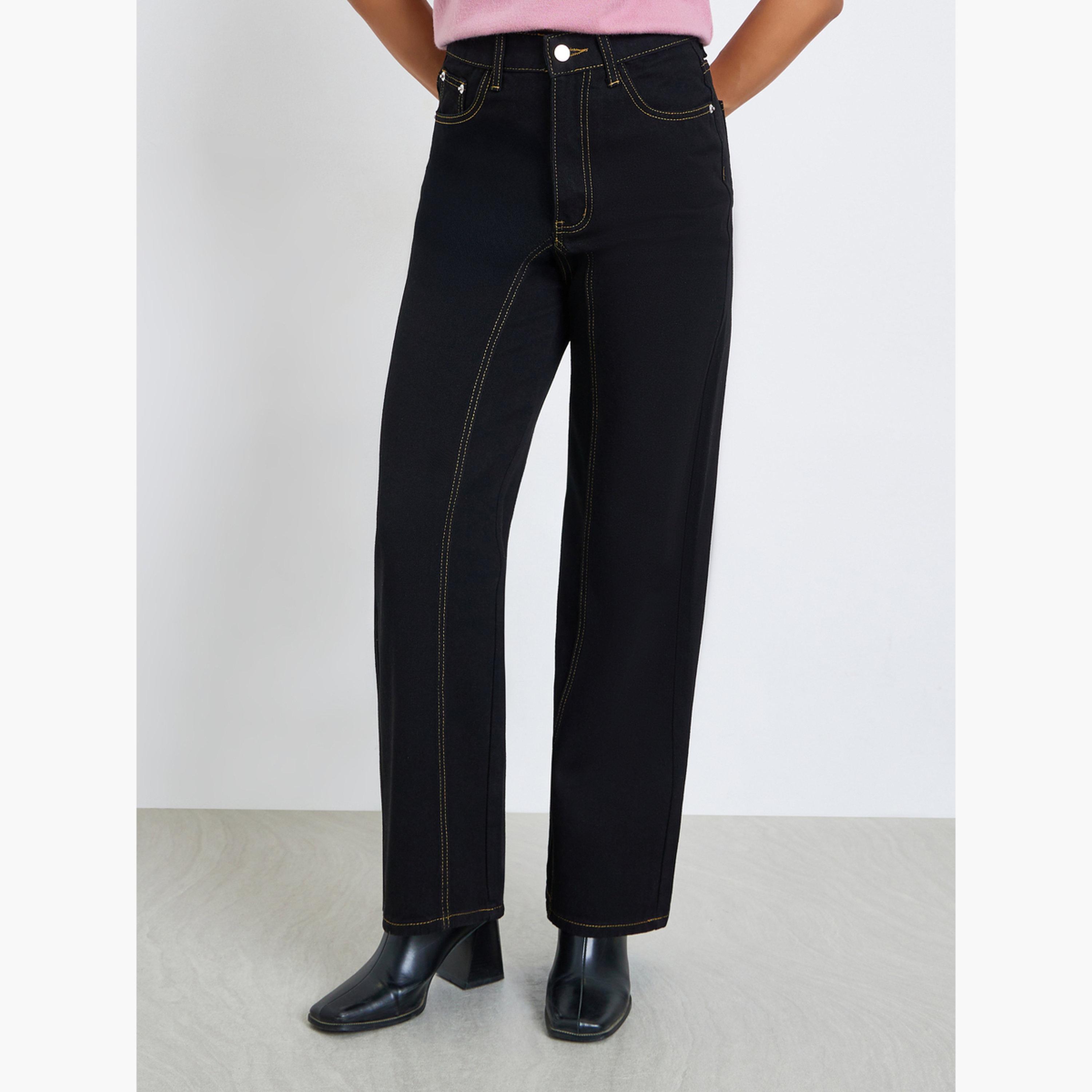 Styli Women Black High Rise Wide Leg Jeans-women-clothing-bottoms-jeans-image-1