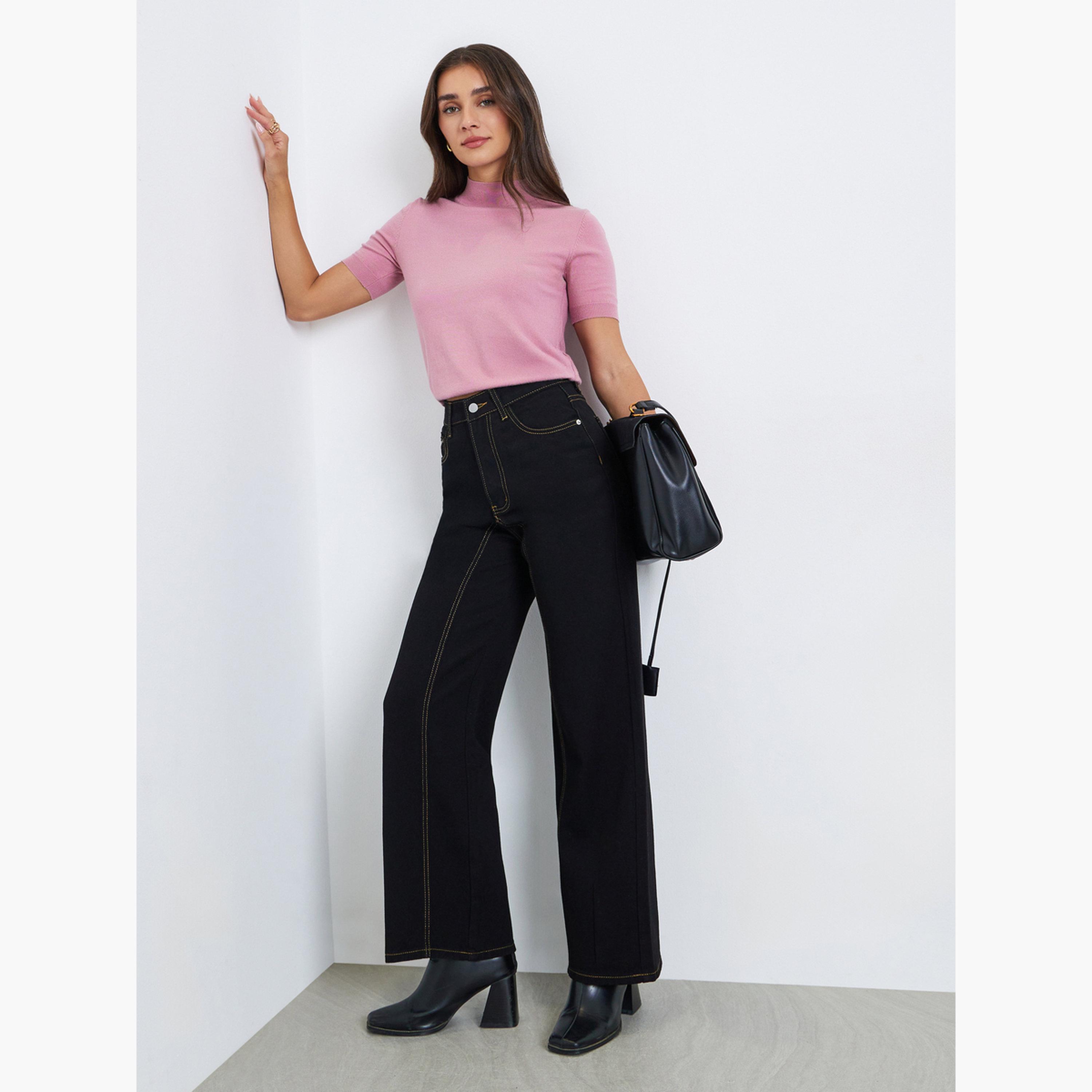 Styli Women Black High Rise Wide Leg Jeans-women-clothing-bottoms-jeans-image-2