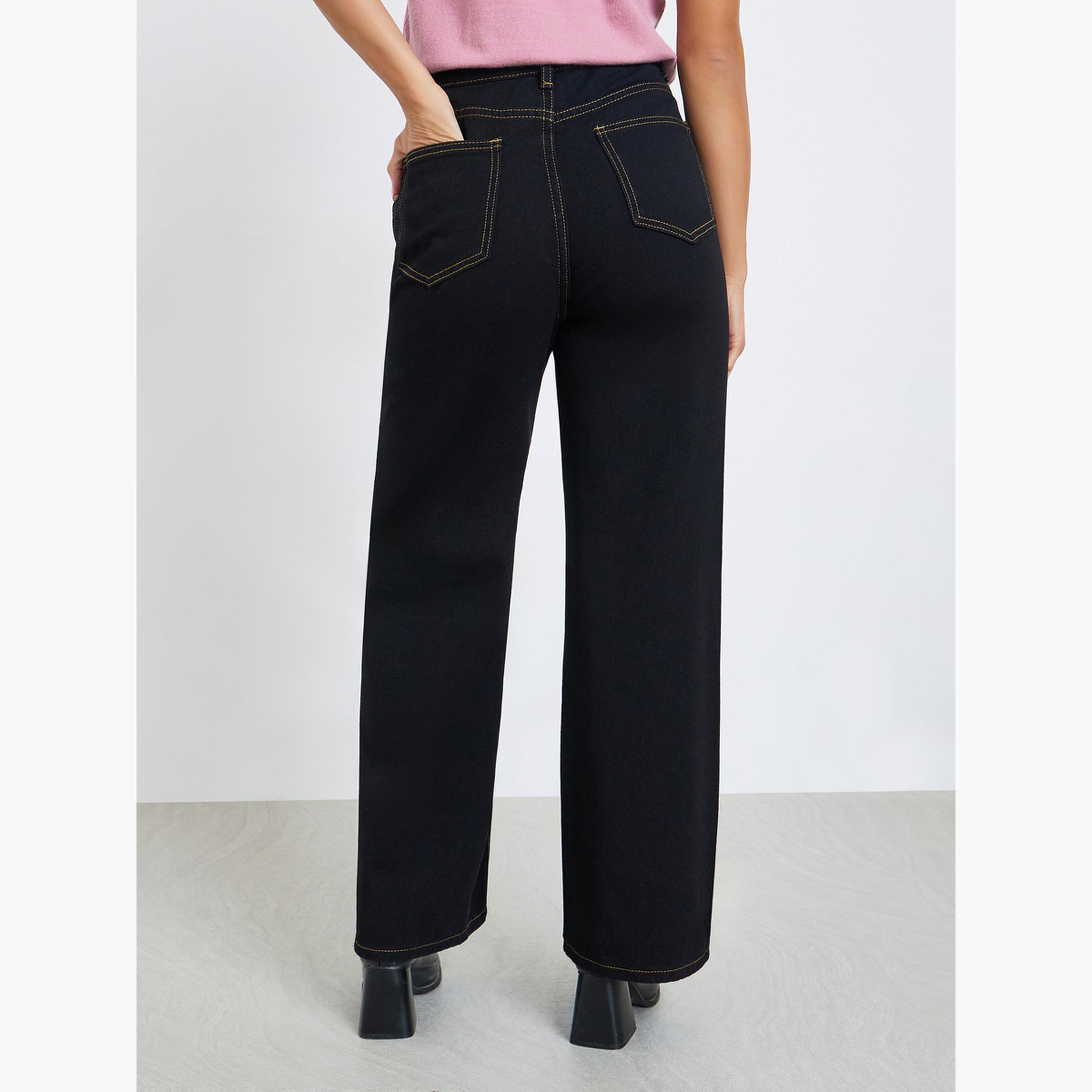 Styli Women Black High Rise Wide Leg Jeans-women-clothing-bottoms-jeans-image-4