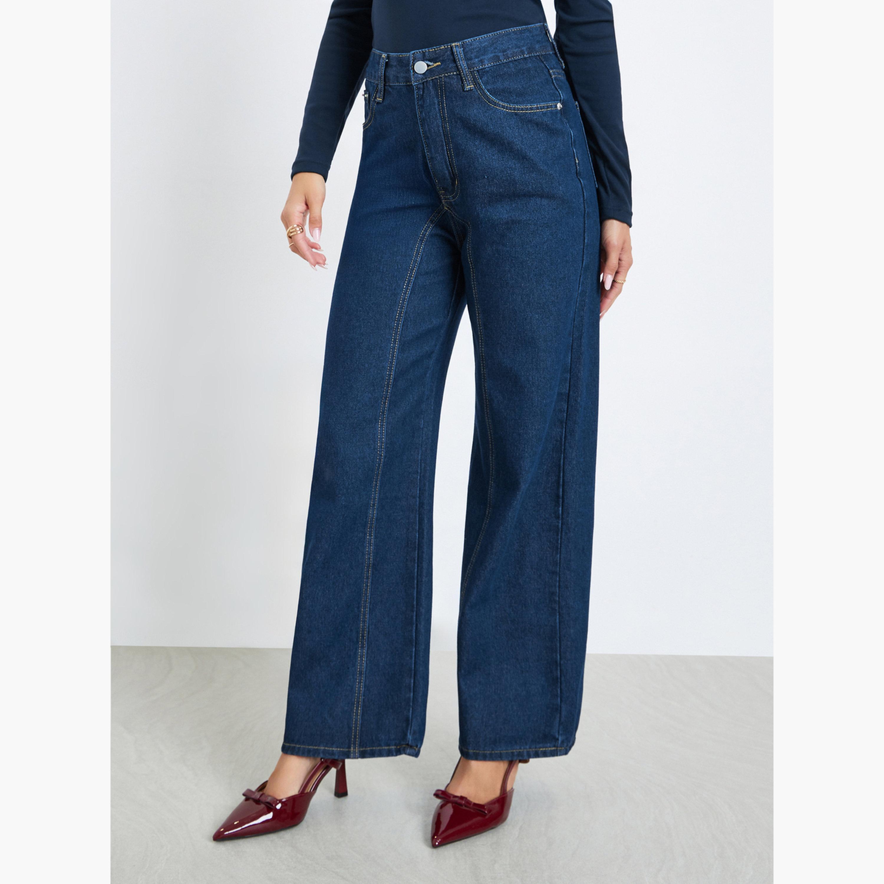 جينز بأرجل واسعة بخصر مرتفع-women-clothing-bottoms-jeans-image-1