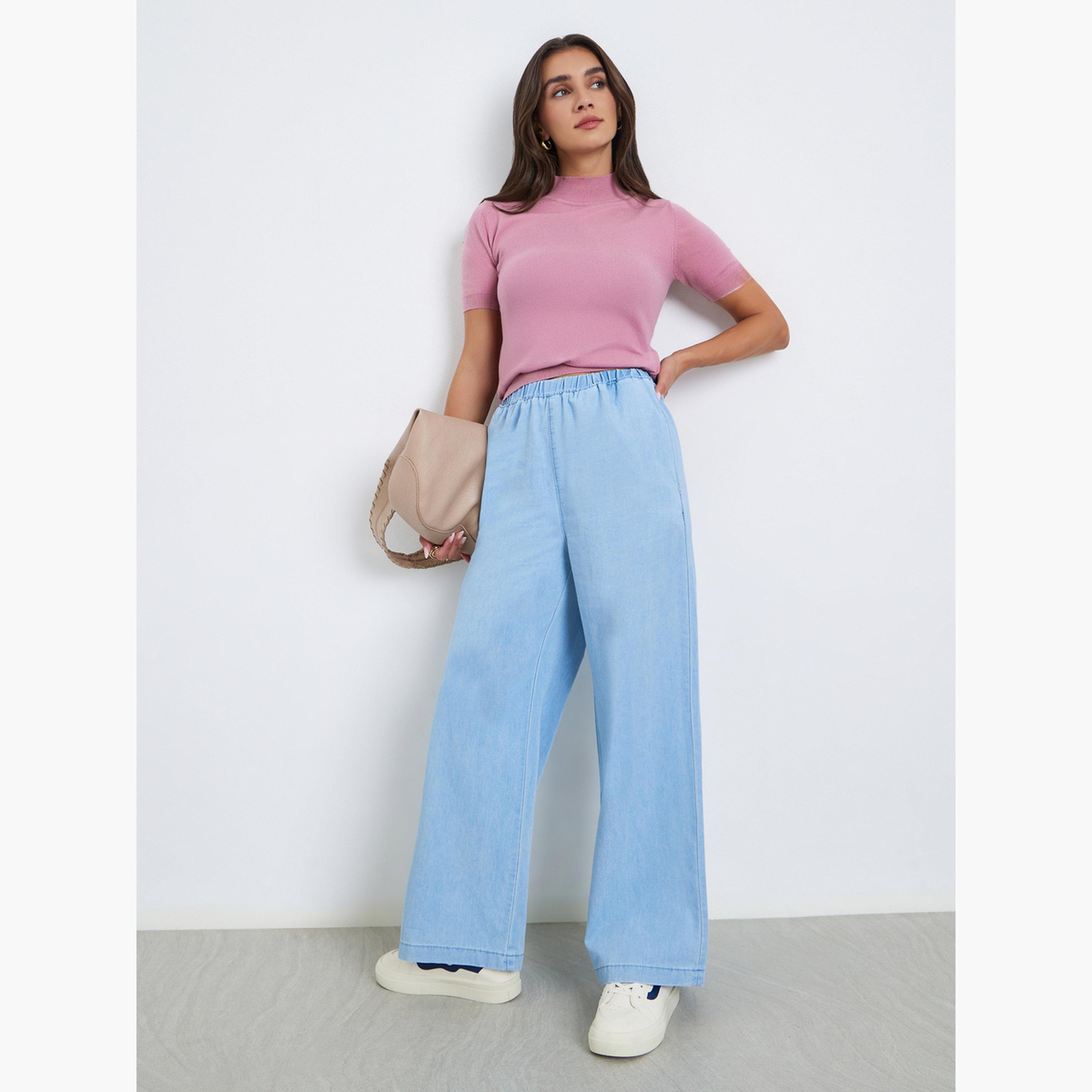 جينز بأرجل مستقيمة بخصر مرتفع-women-clothing-bottoms-jeans-image-2