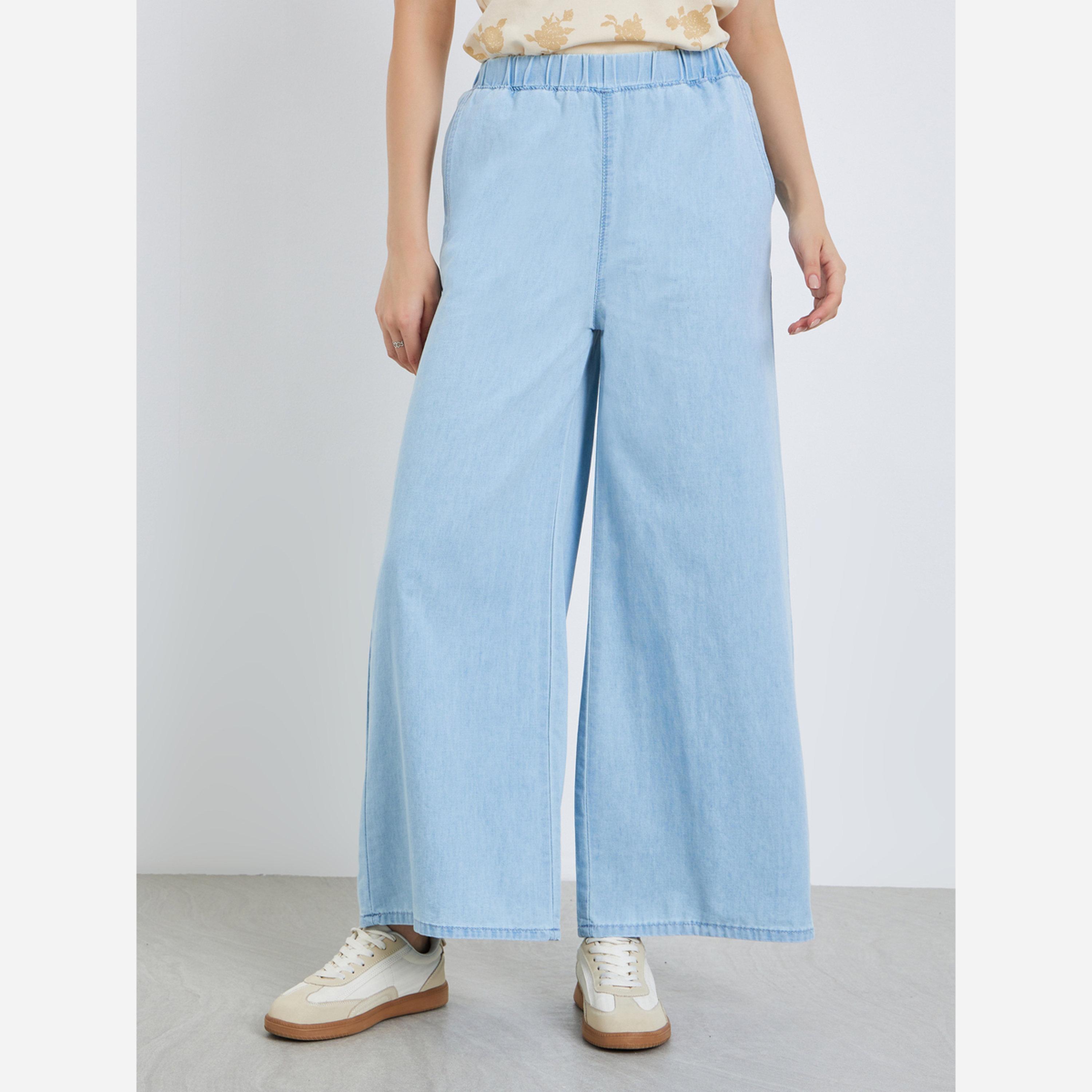 ستايلي - بنطال جينز نسائي واسع الساقين بخصر عالٍ-women-clothing-bottoms-jeans-image-1