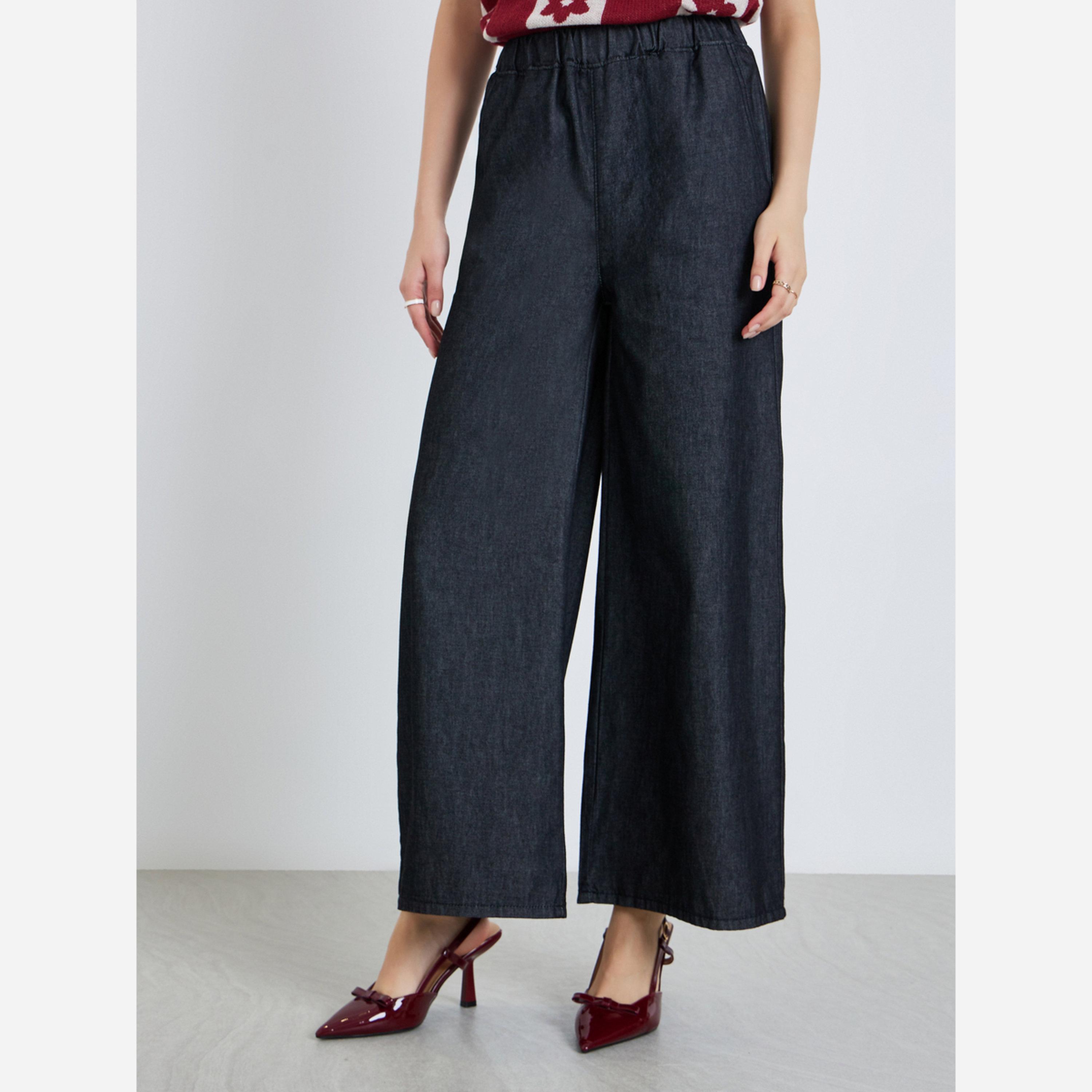 ستايلي - بنطال جينز نسائي واسع الساقين بخصر عالٍ-women-clothing-bottoms-jeans-image-1