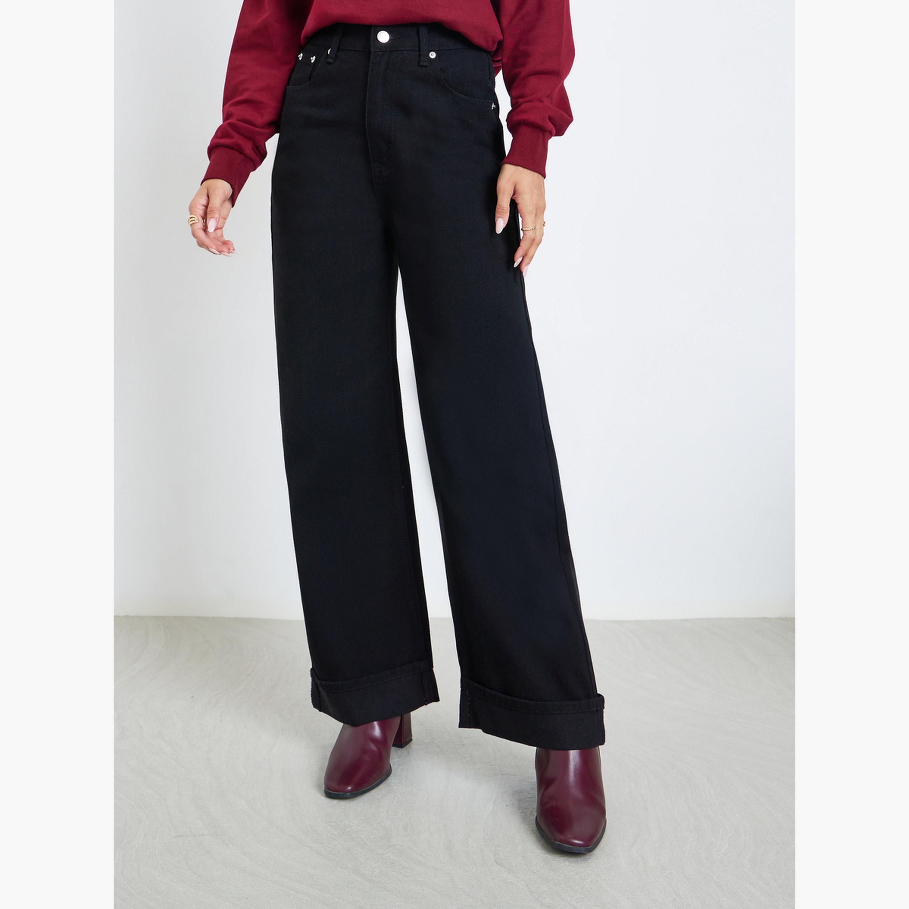 Styli Women Black High Rise Straight Leg Jeans-women-clothing-bottoms-jeans-image-1