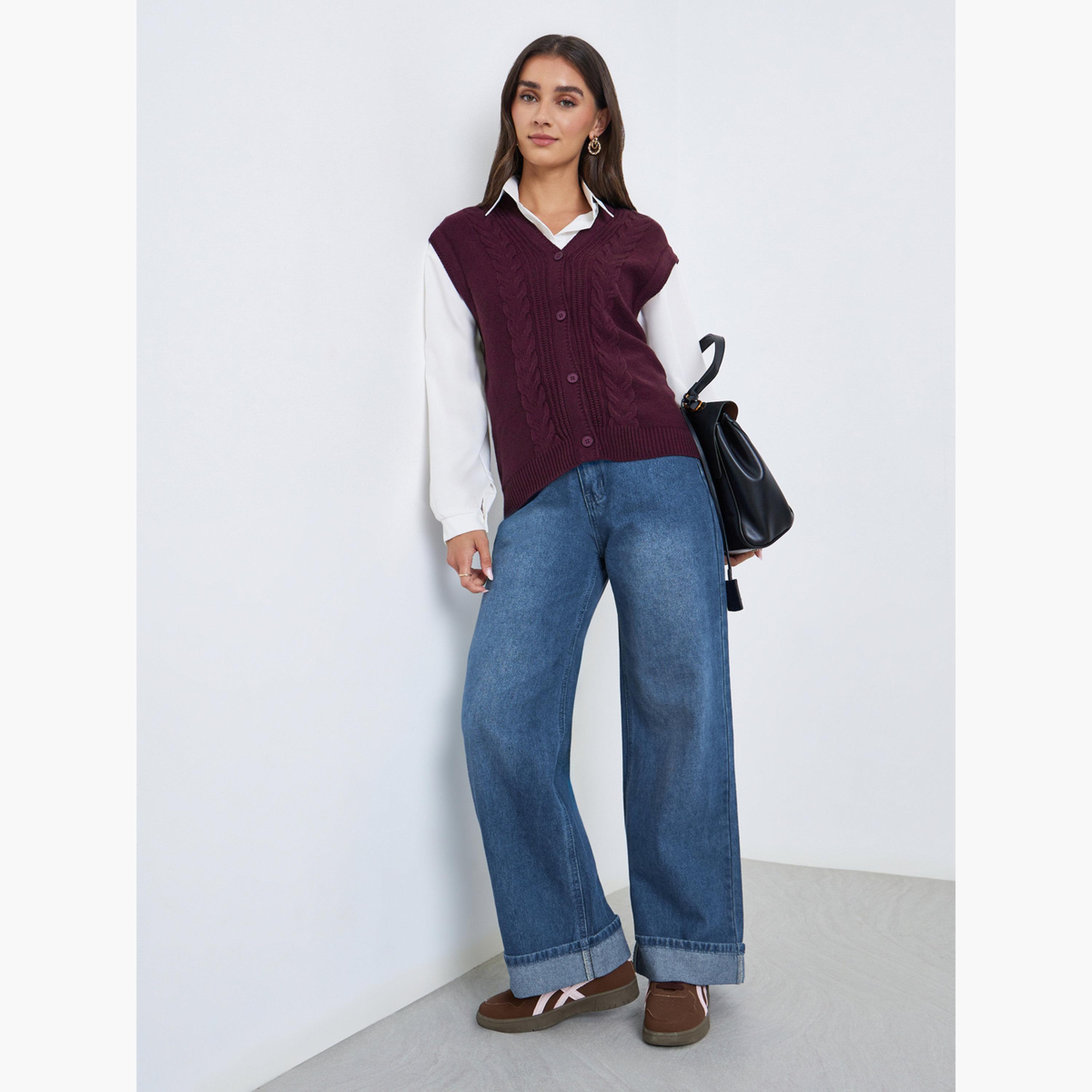 جينز بأرجل مستقيمة بخصر مرتفع-women-clothing-bottoms-jeans-image-2